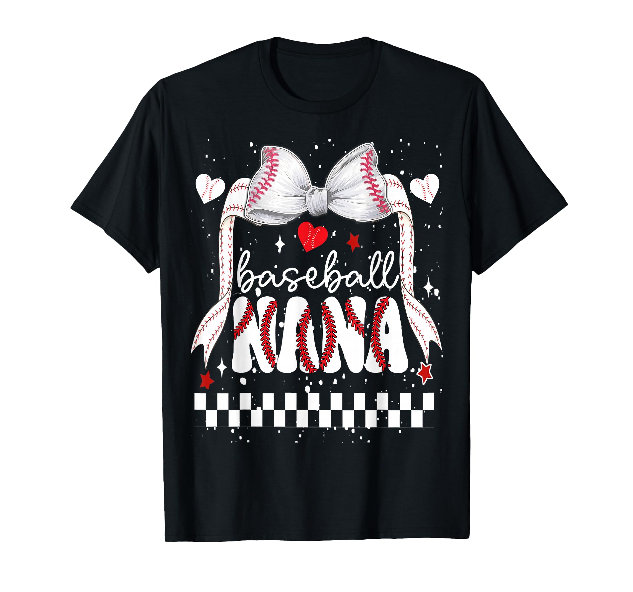 Baseball Nana Gigi Bow Heart Grandma T-Shirt - Trendy Graphic for Adults - T-Shirt, Sweatshirt, Hoodie
