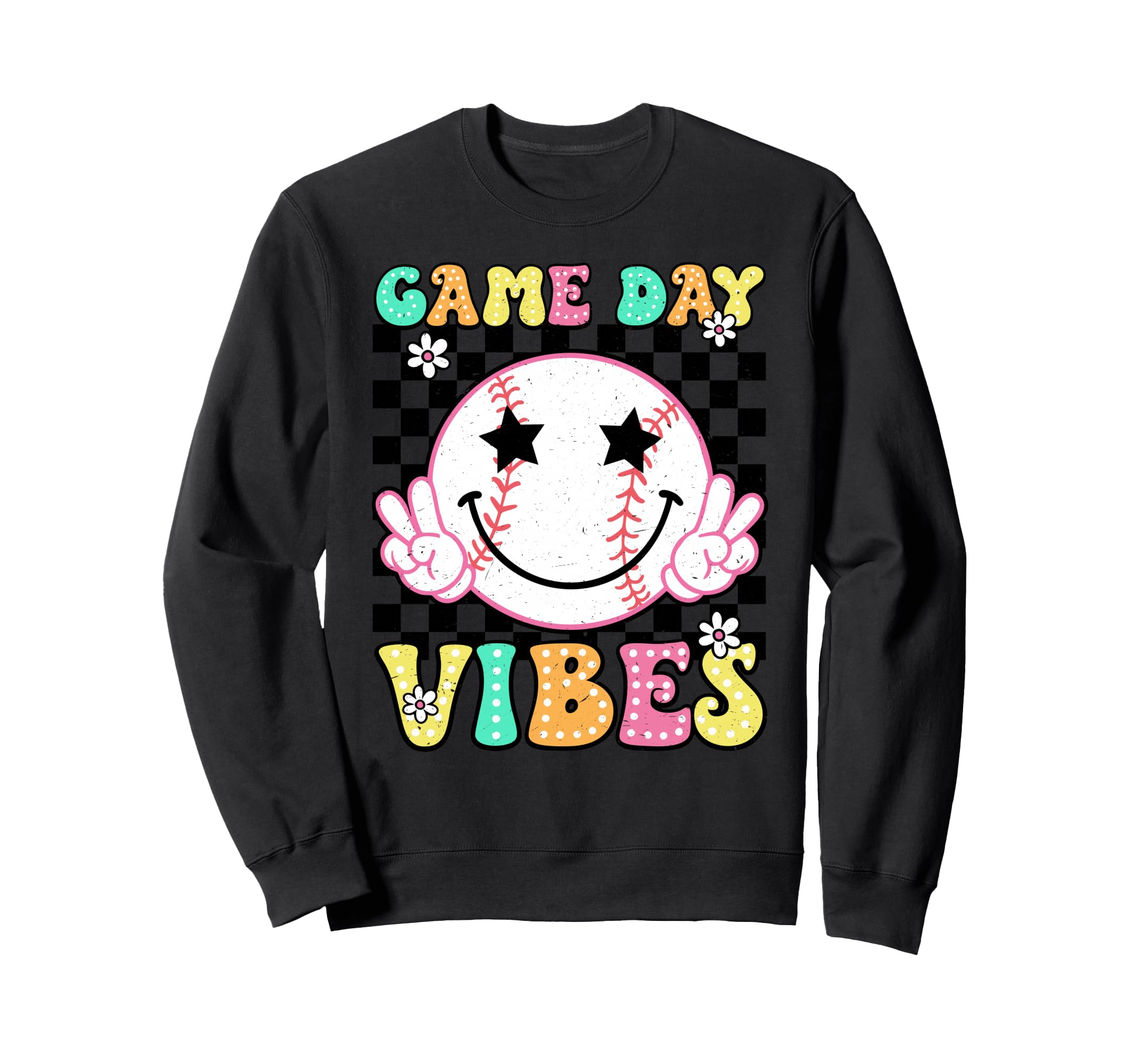 Game Day Vibes Baseball Groovy Sweatshirt - Fun Novelty Design Unisex - T-Shirt, Sweatshirt, Hoodie
