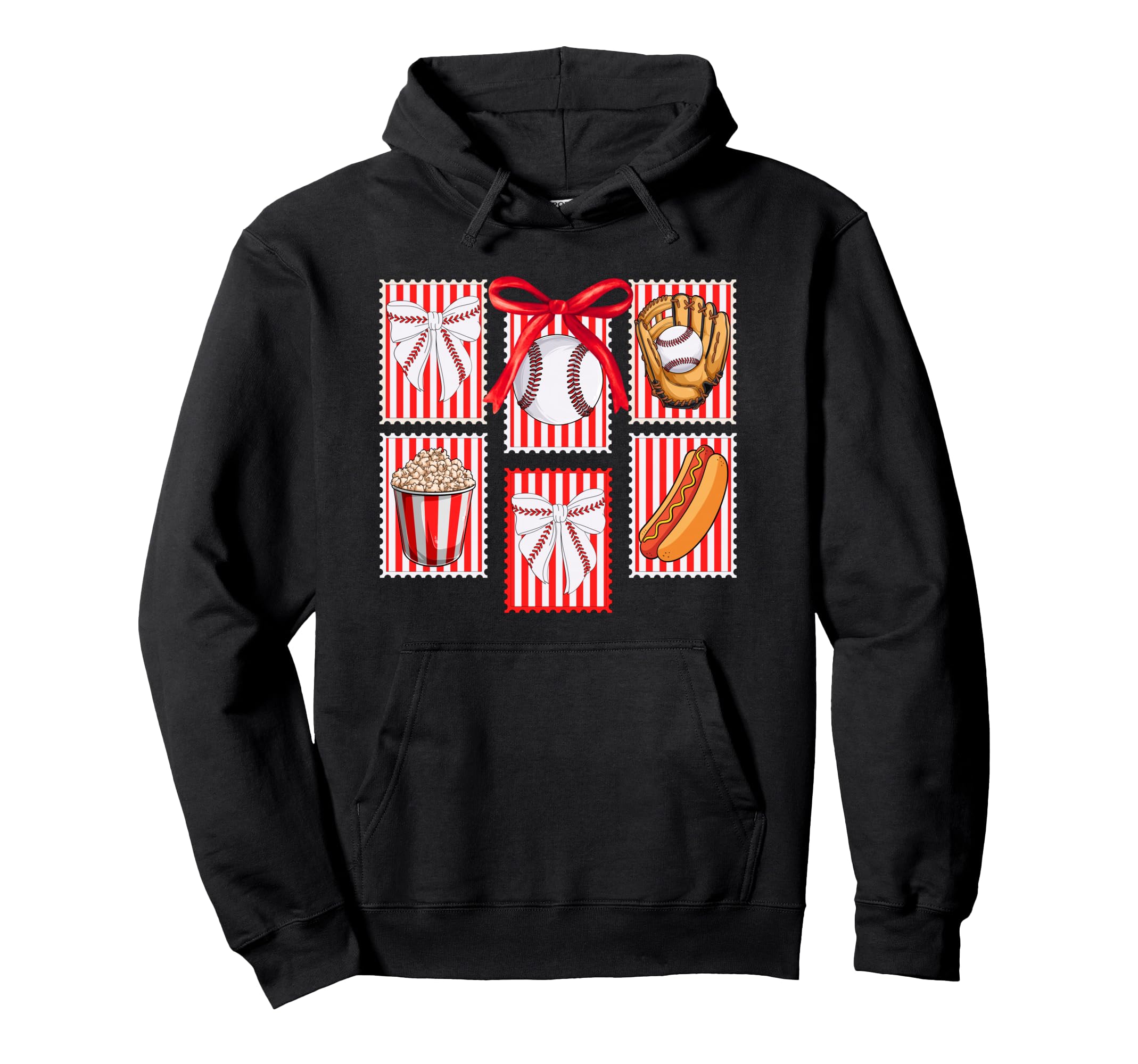 Baseball Stamps Coquette Bow Baseball Hoodie - Minimalist Print for Adults - T-Shirt, Sweatshirt, Hoodie