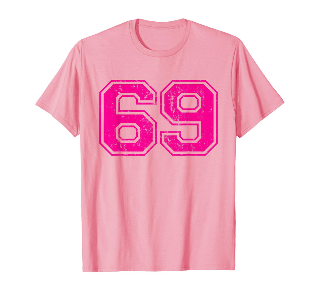 Number 69 Varsity Distressed Sport T-Shirt - Minimalist Print for Adults - T-Shirt, Sweatshirt, Hoodie