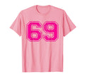 Number 69 Varsity Distressed Sport T-Shirt - Minimalist Print for Adults - T-Shirt, Sweatshirt, Hoodie