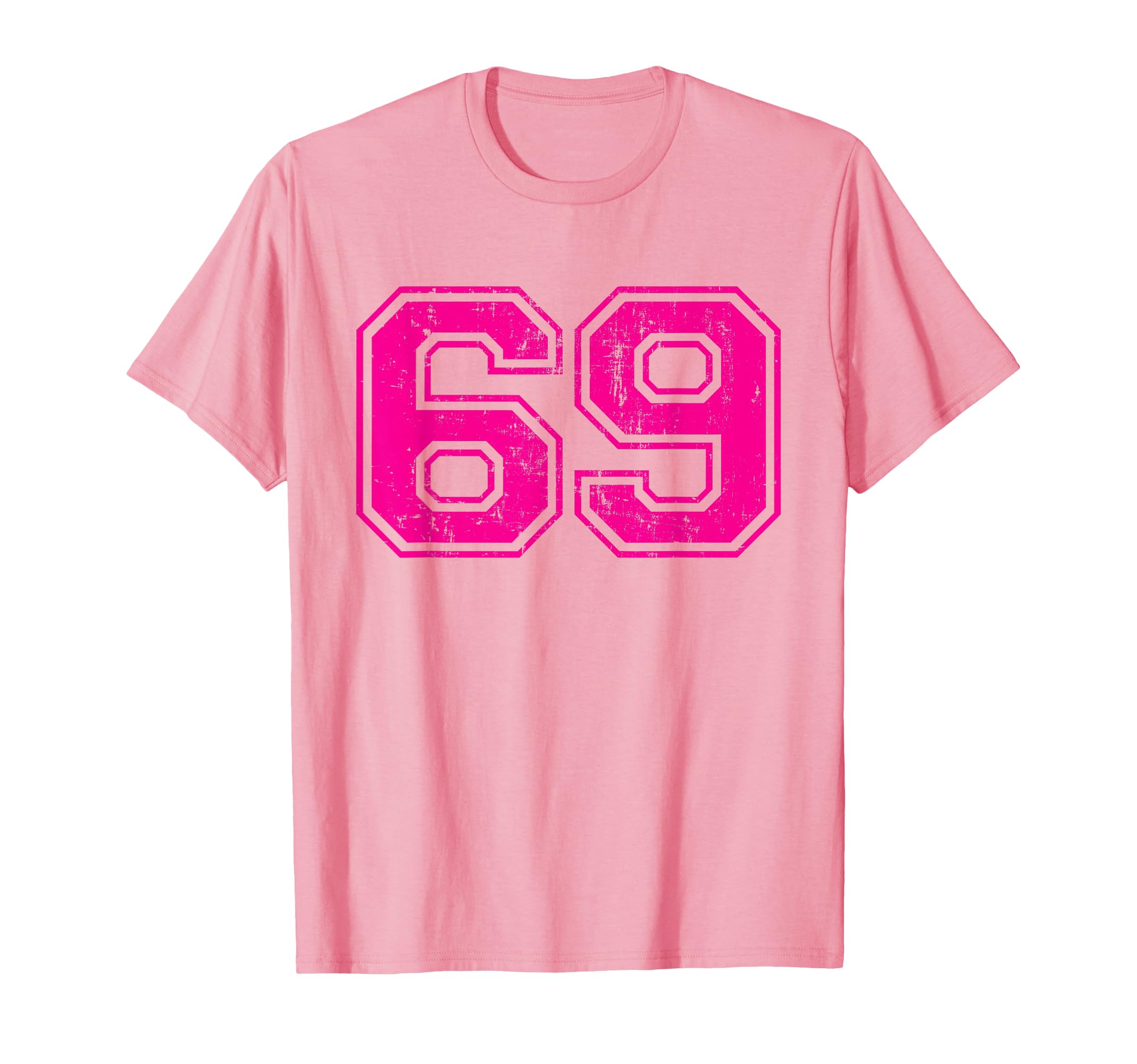Number 69 Varsity Distressed Sport T-Shirt - Minimalist Print for Adults - T-Shirt, Sweatshirt, Hoodie