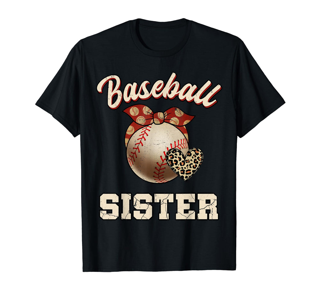 Baseball Sister Bandana Leopard Heart T-Shirt - Graphic Print Men Women - T-Shirt, Sweatshirt, Hoodie