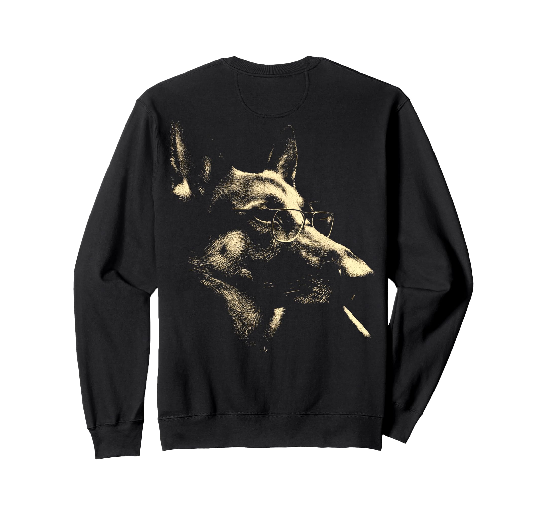 German Shepherd Glasses Smoking Sweatshirt - Minimalist Print for Adults - T-Shirt, Sweatshirt, Hoodie