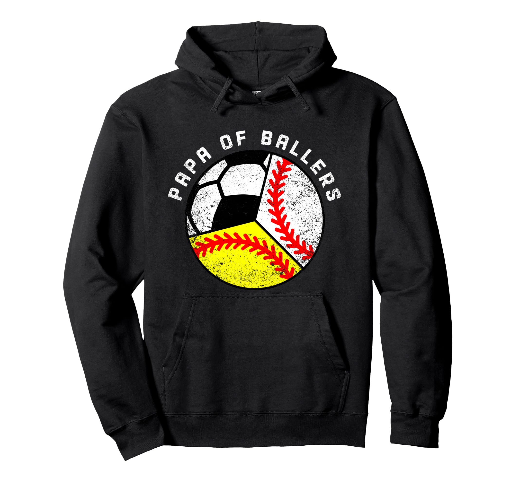 Papa Ballers Funny Baseball Hoodie - Fun Novelty Design for Adults - T-Shirt, Sweatshirt, Hoodie