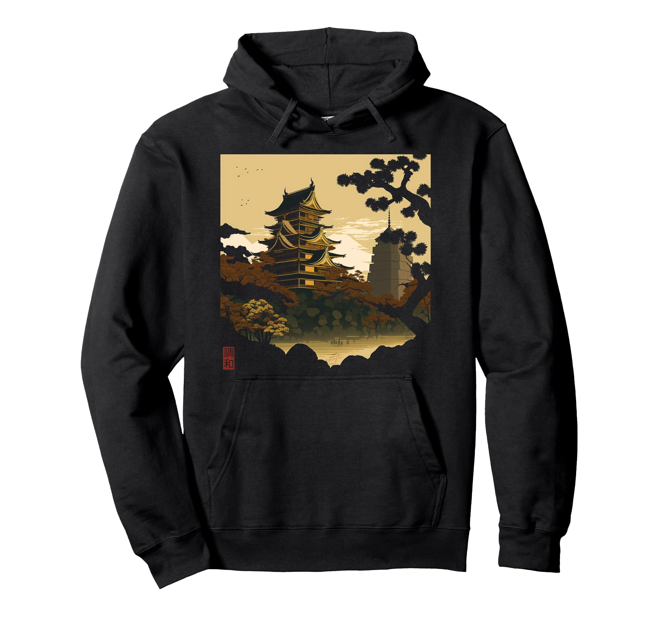 Japanese Temple Vaporwave Japan Hoodie - Custom Art Print for Adults - T-Shirt, Sweatshirt, Hoodie