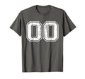 Number 00 Varsity Distressed Sports Team T-Shirt - Trendy Graphic Unisex - T-Shirt, Sweatshirt, Hoodie