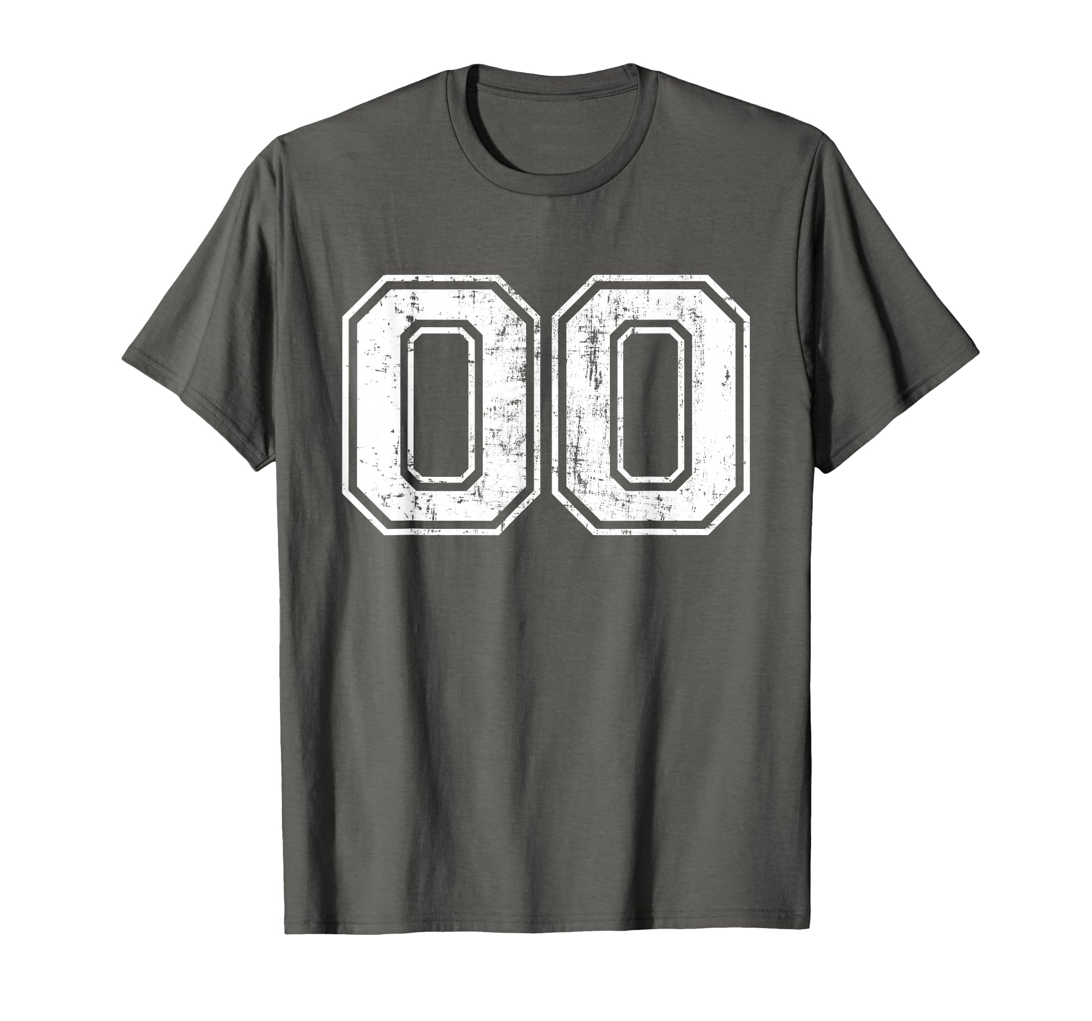 Number 00 Varsity Distressed Sports Team T-Shirt - Trendy Graphic Unisex - T-Shirt, Sweatshirt, Hoodie