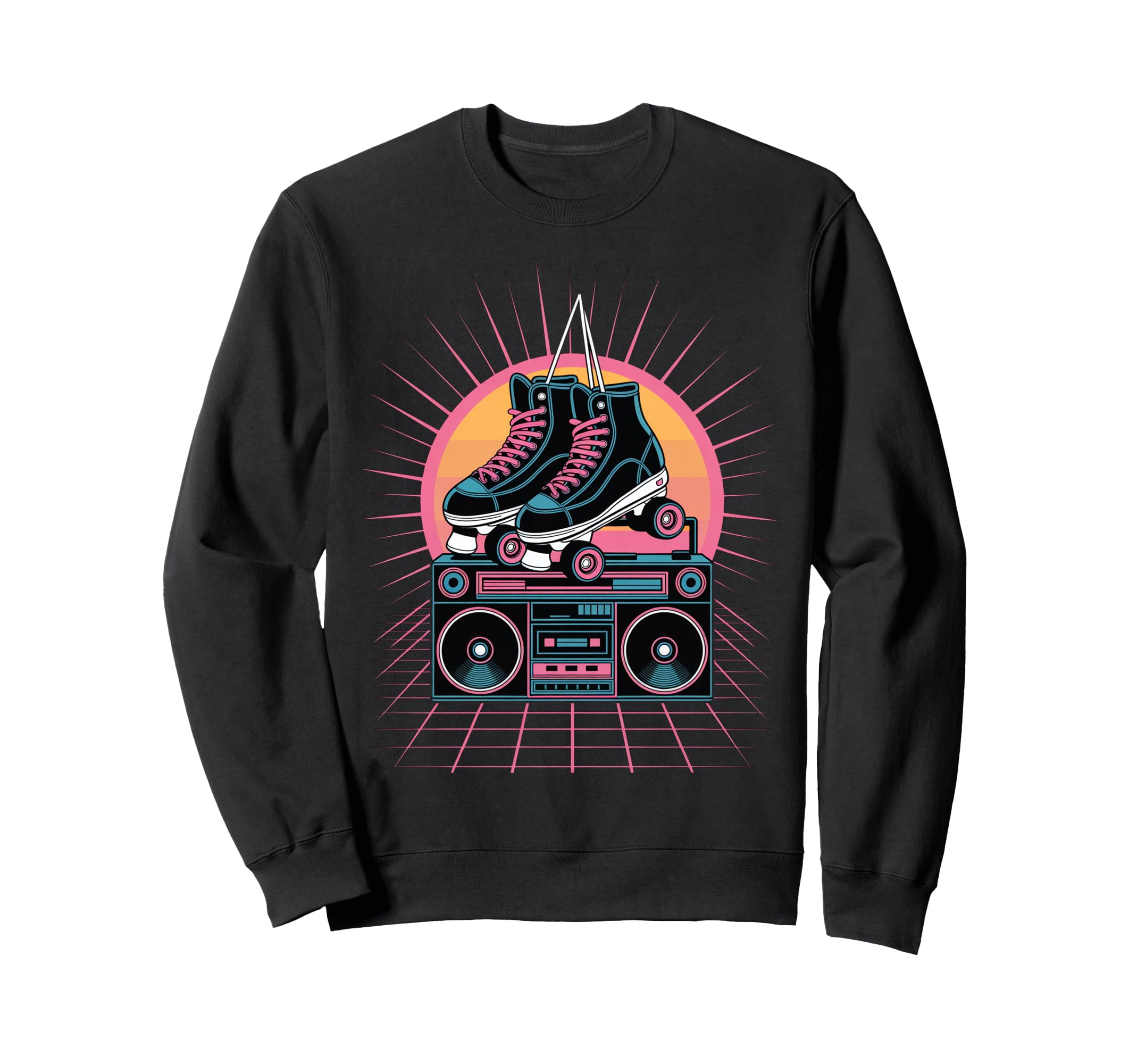 Roller Skates And Boombox Sweatshirt - Custom Art Print Unisex - T-Shirt, Sweatshirt, Hoodie