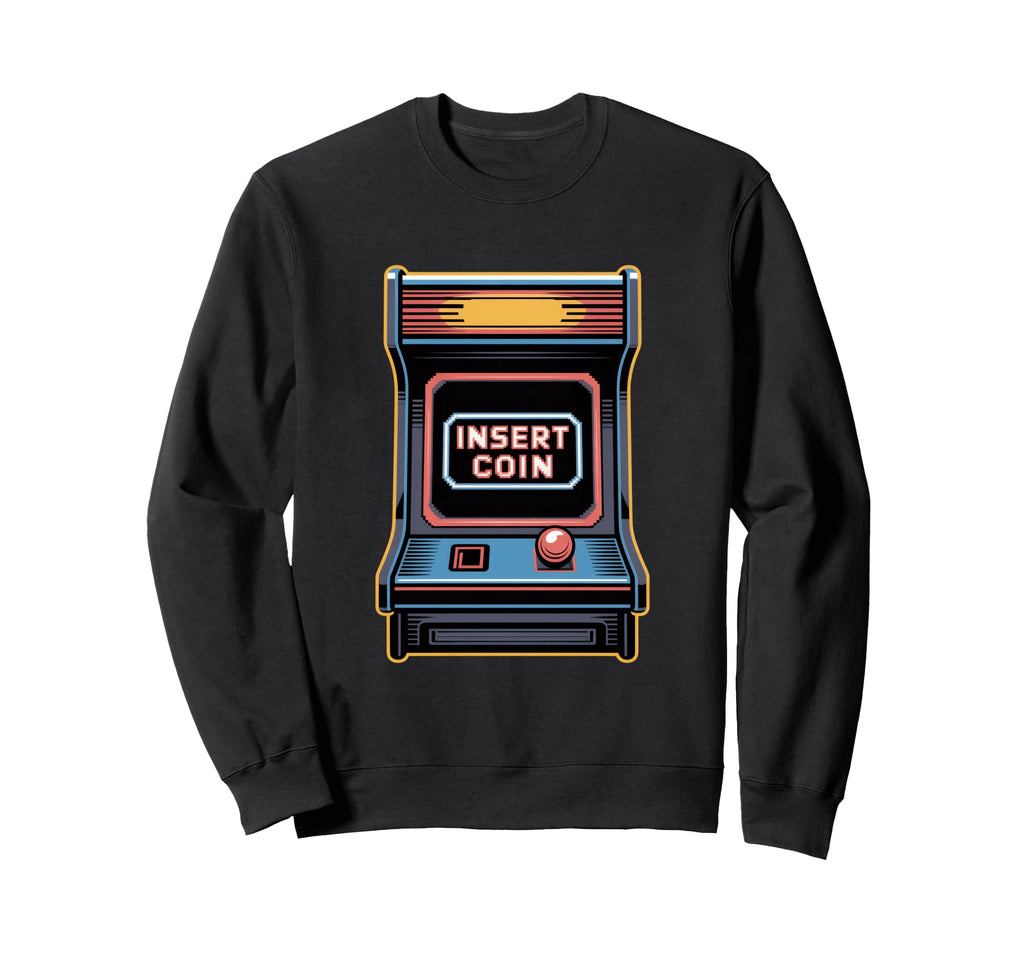 Insert Coin Arcade Cabinet Gaming Sweatshirt - Trendy Graphic for Adults - T-Shirt, Sweatshirt, Hoodie