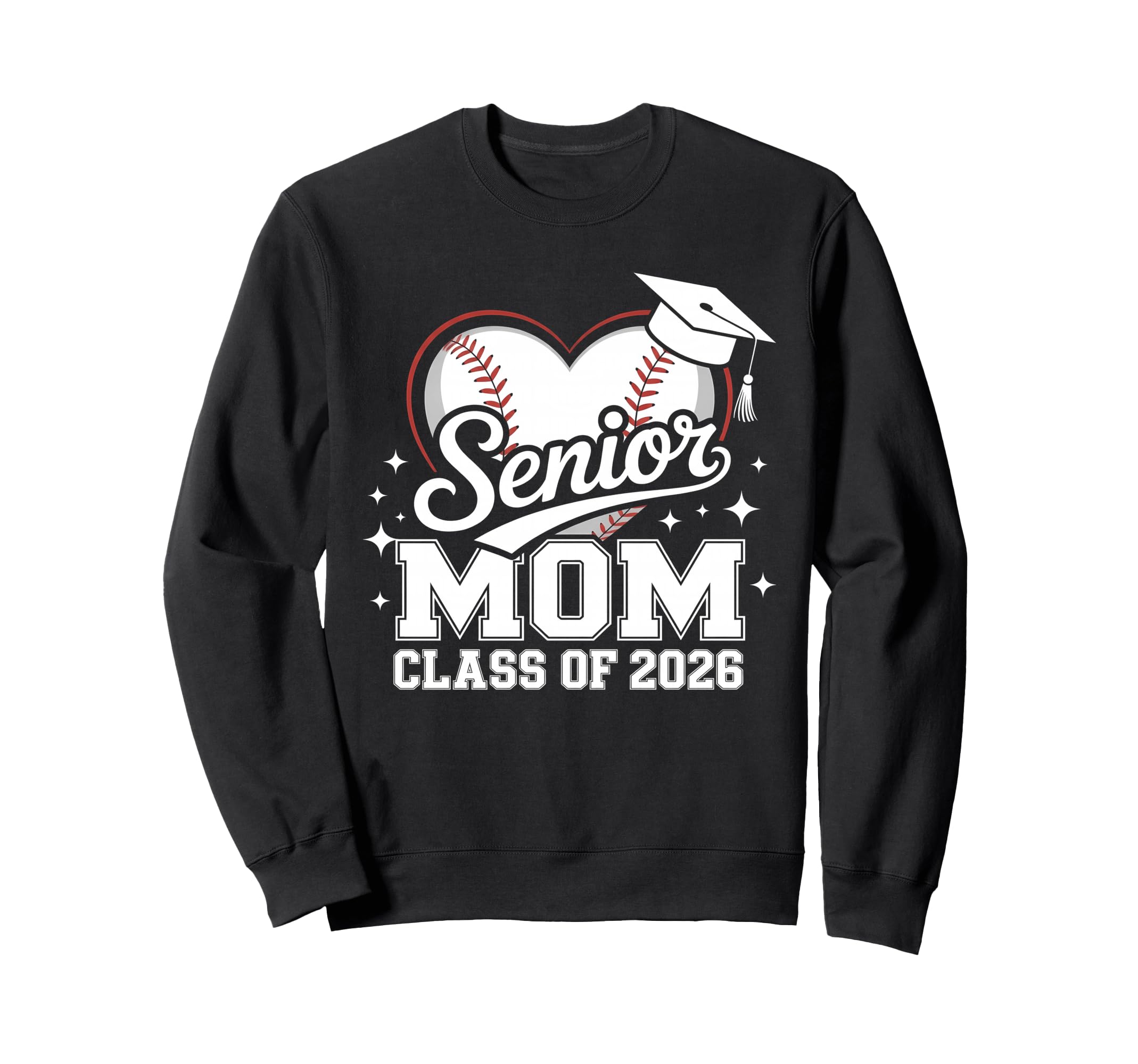 Senior Mom Class 2026 Baseball Heart Sweatshirt - Graphic Print for Adults - T-Shirt, Sweatshirt, Hoodie