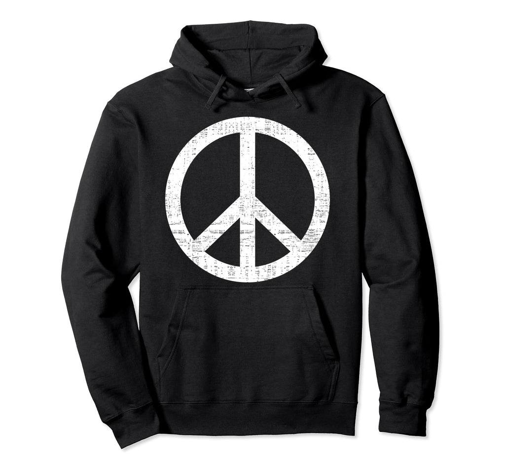 White Distressed Peace Sign Symbolic Hoodie - Aesthetic Graphic Men Women - T-Shirt, Sweatshirt, Hoodie