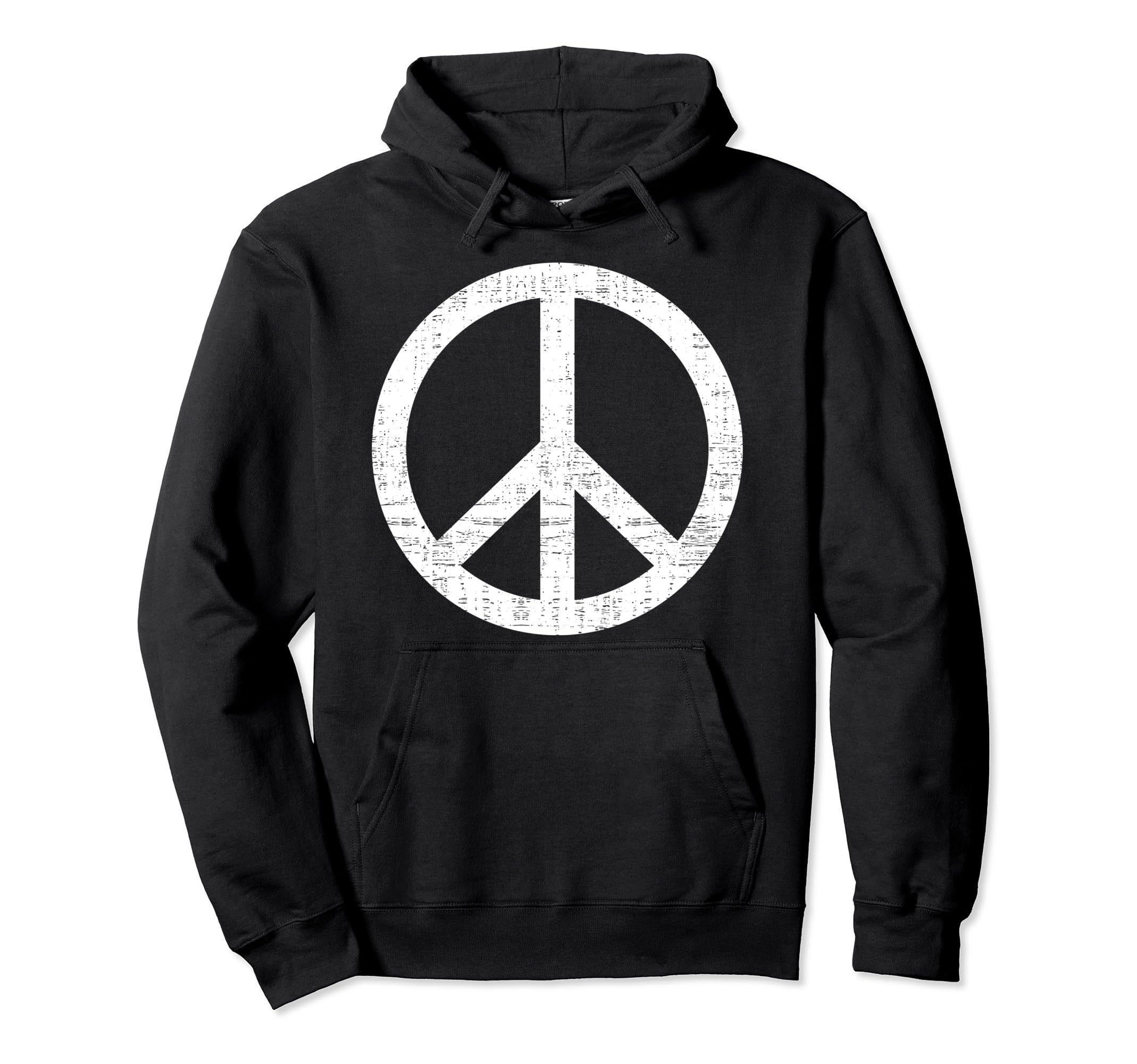White Distressed Peace Sign Symbolic Hoodie - Aesthetic Graphic Men Women - T-Shirt, Sweatshirt, Hoodie