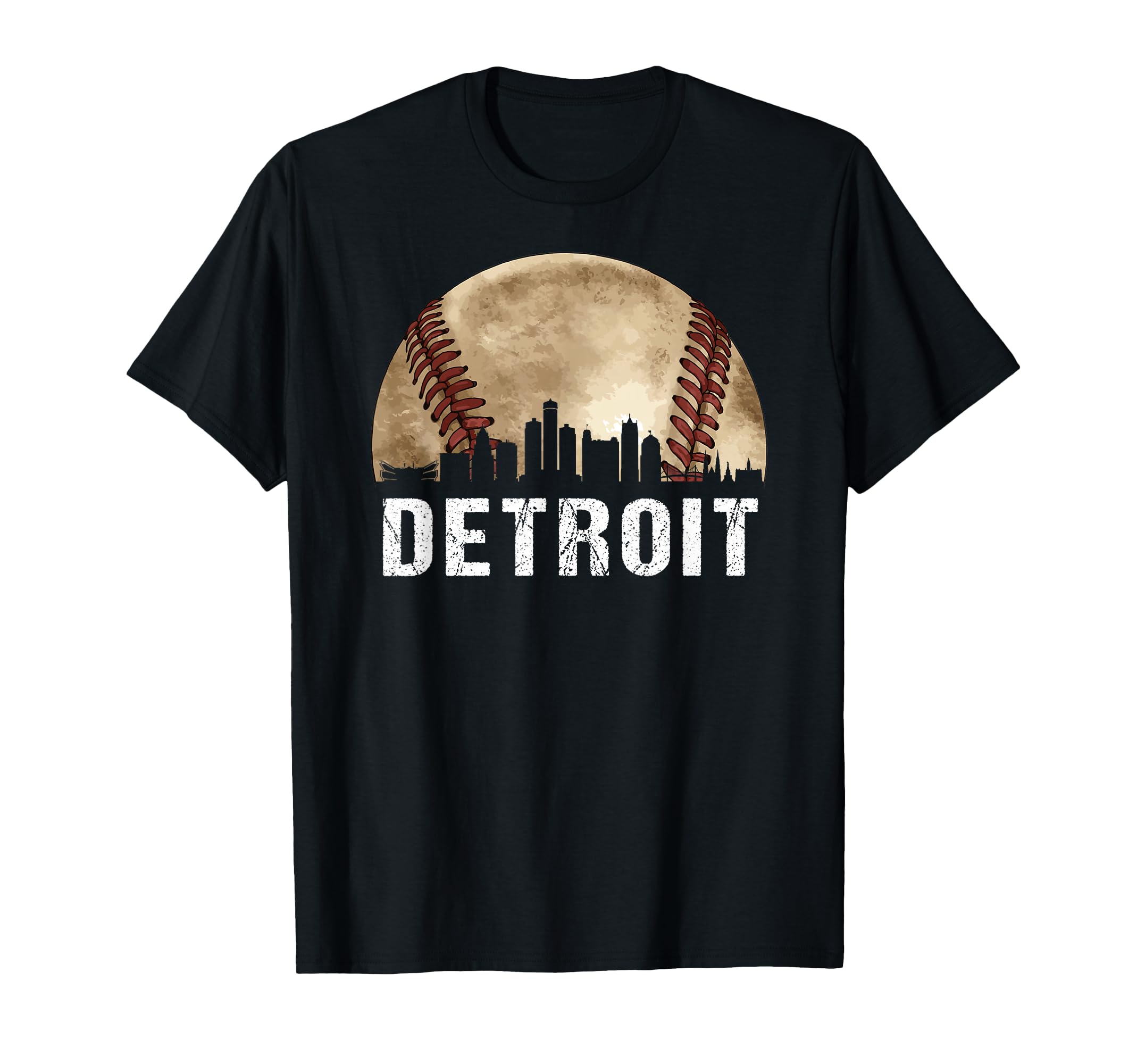 Detroit Skyline City Baseball Lover T-Shirt - Graphic Print Unisex - T-Shirt, Sweatshirt, Hoodie