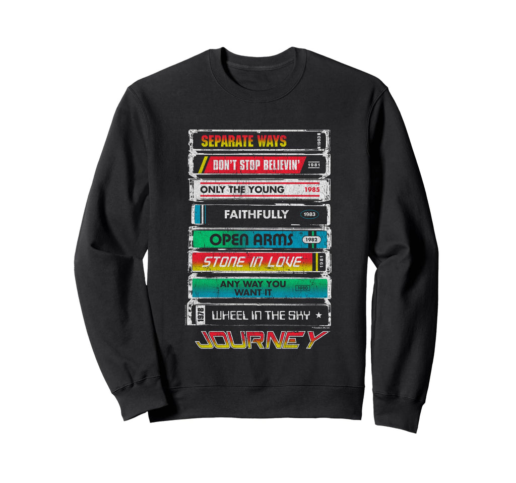 Journey Iconic Tape Deck Hits Chest Sweatshirt - Novelty Apparel for Adults - T-Shirt, Sweatshirt, Hoodie