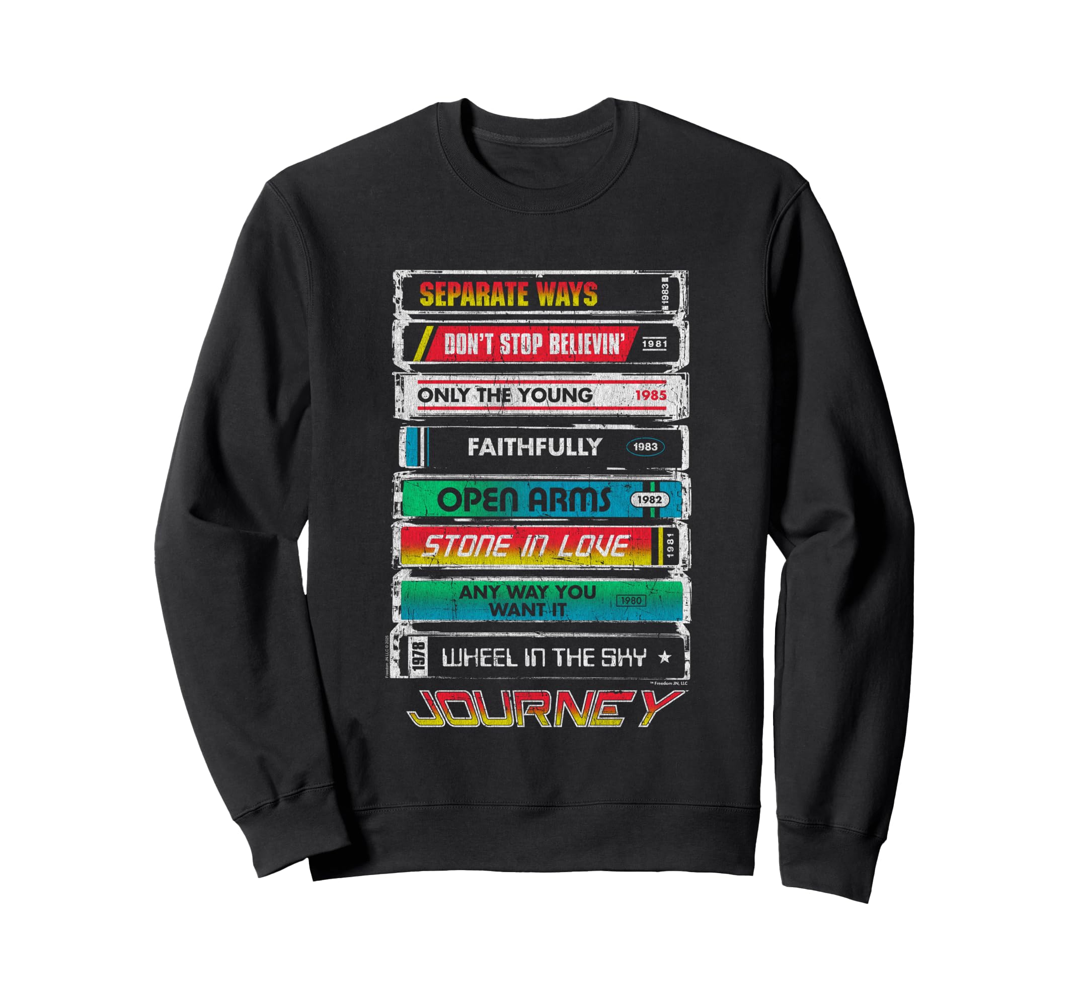 Journey Iconic Tape Deck Hits Chest Sweatshirt - Novelty Apparel for Adults - T-Shirt, Sweatshirt, Hoodie