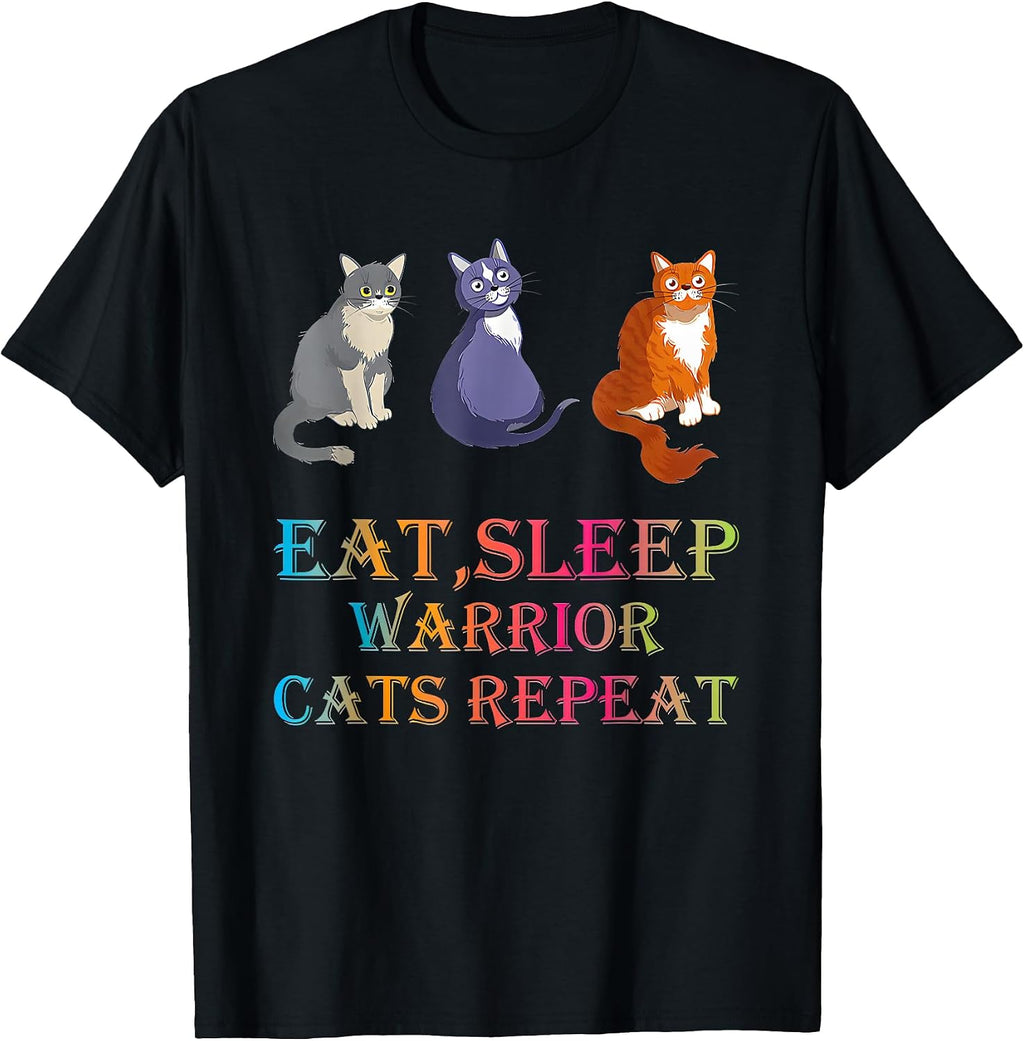 Eat Sleep Warrior Cats Repeat - Adult & Kids T-Shirts, Sweatshirts & Hoodies apparel design preview 1