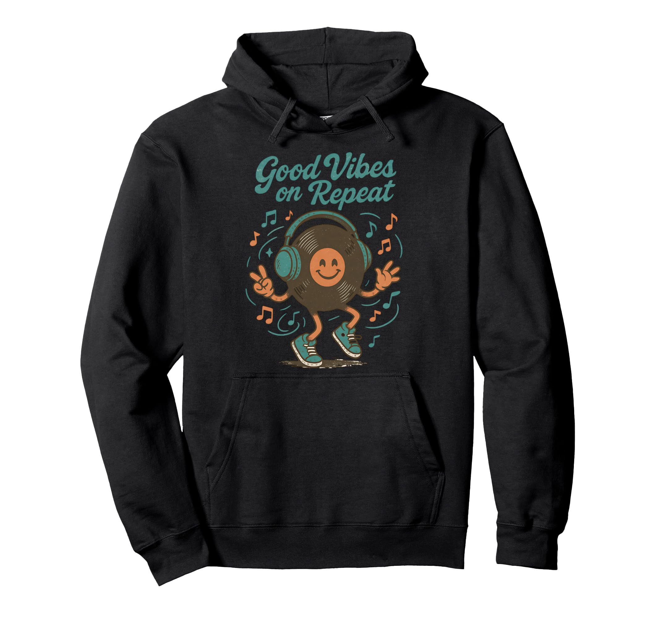 Good Vibes Repeat Vinyl Record Music Lover Hoodie - Minimalist Print Unisex - T-Shirt, Sweatshirt, Hoodie