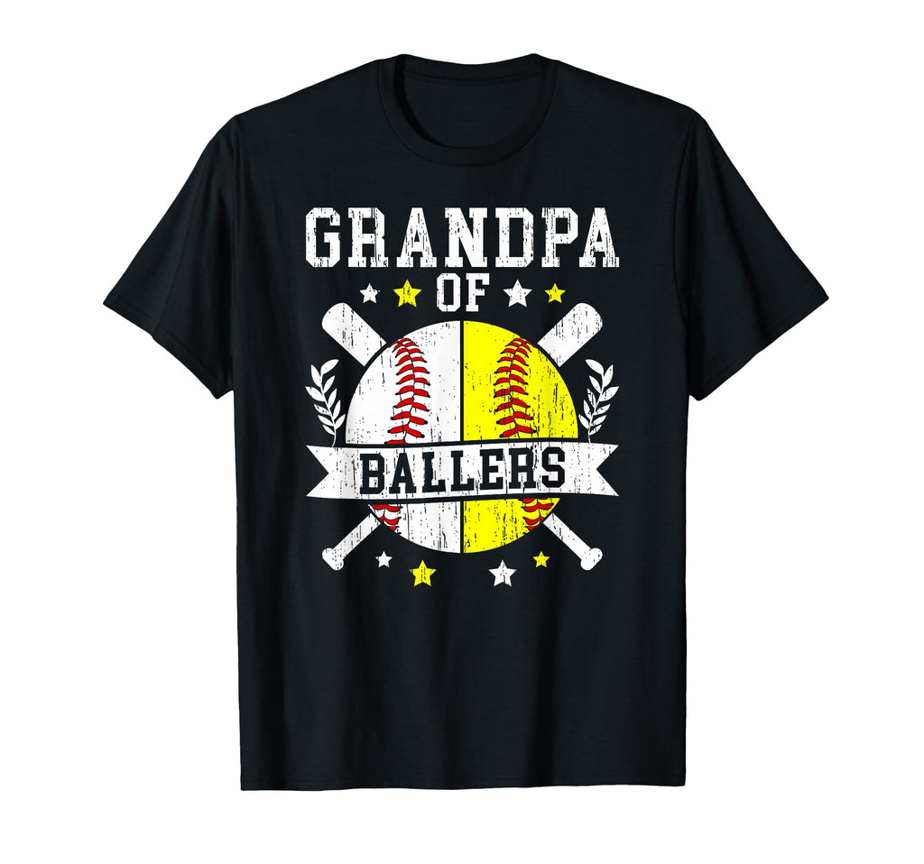 Grandpa Ballers Softball Baseball T-Shirt - Minimalist Print Men Women - T-Shirt, Sweatshirt, Hoodie