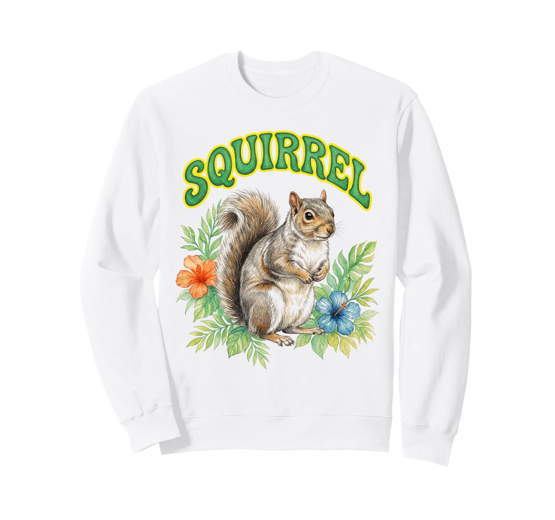 Squirrel Groovy Floral Squirrel Sweatshirt - Casual Everyday Wear Unisex - T-Shirt, Sweatshirt, Hoodie