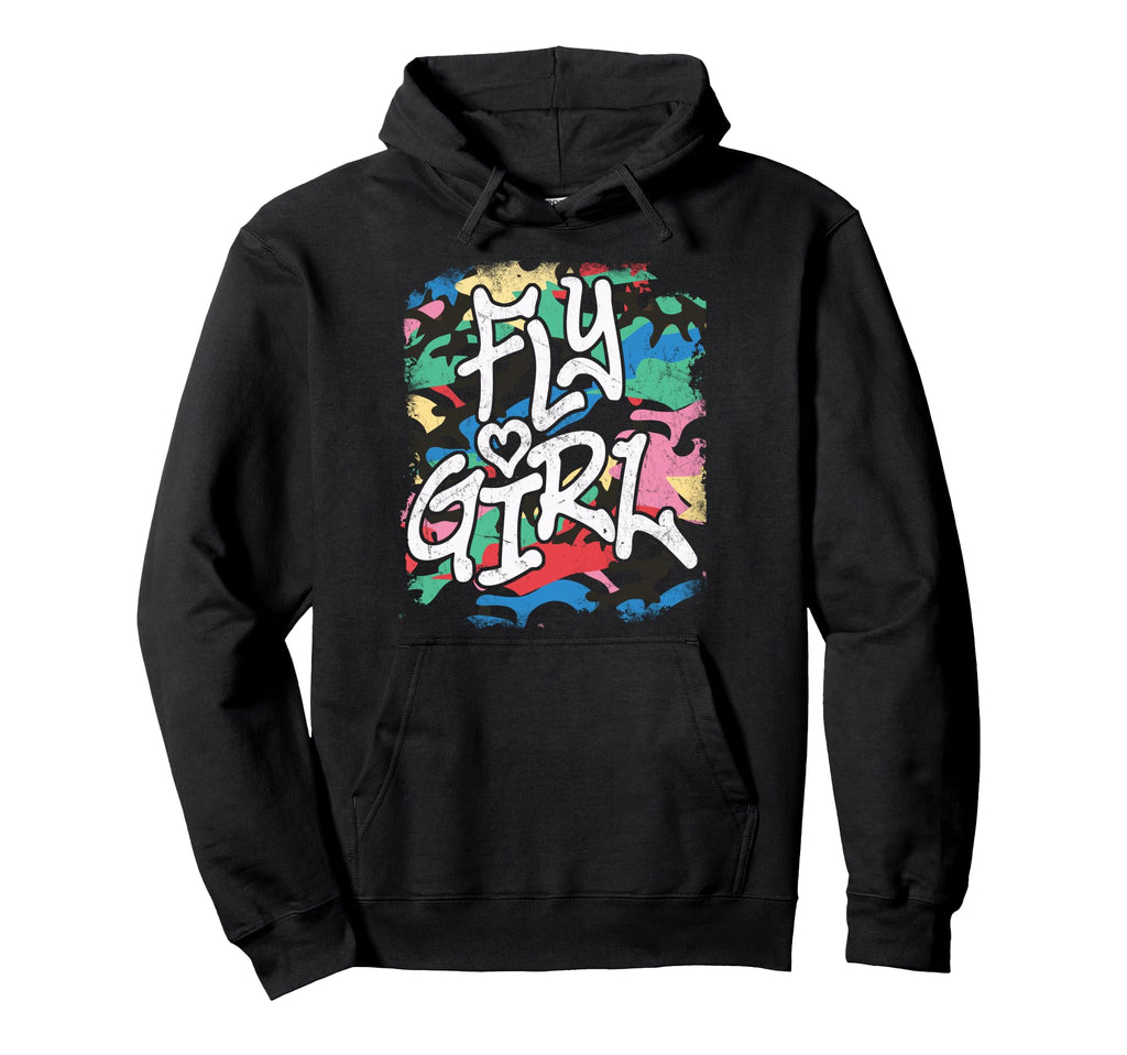 Fly 80S 90S Old School Distressed Camo B Hoodie - Aesthetic Graphic Unisex - T-Shirt, Sweatshirt, Hoodie