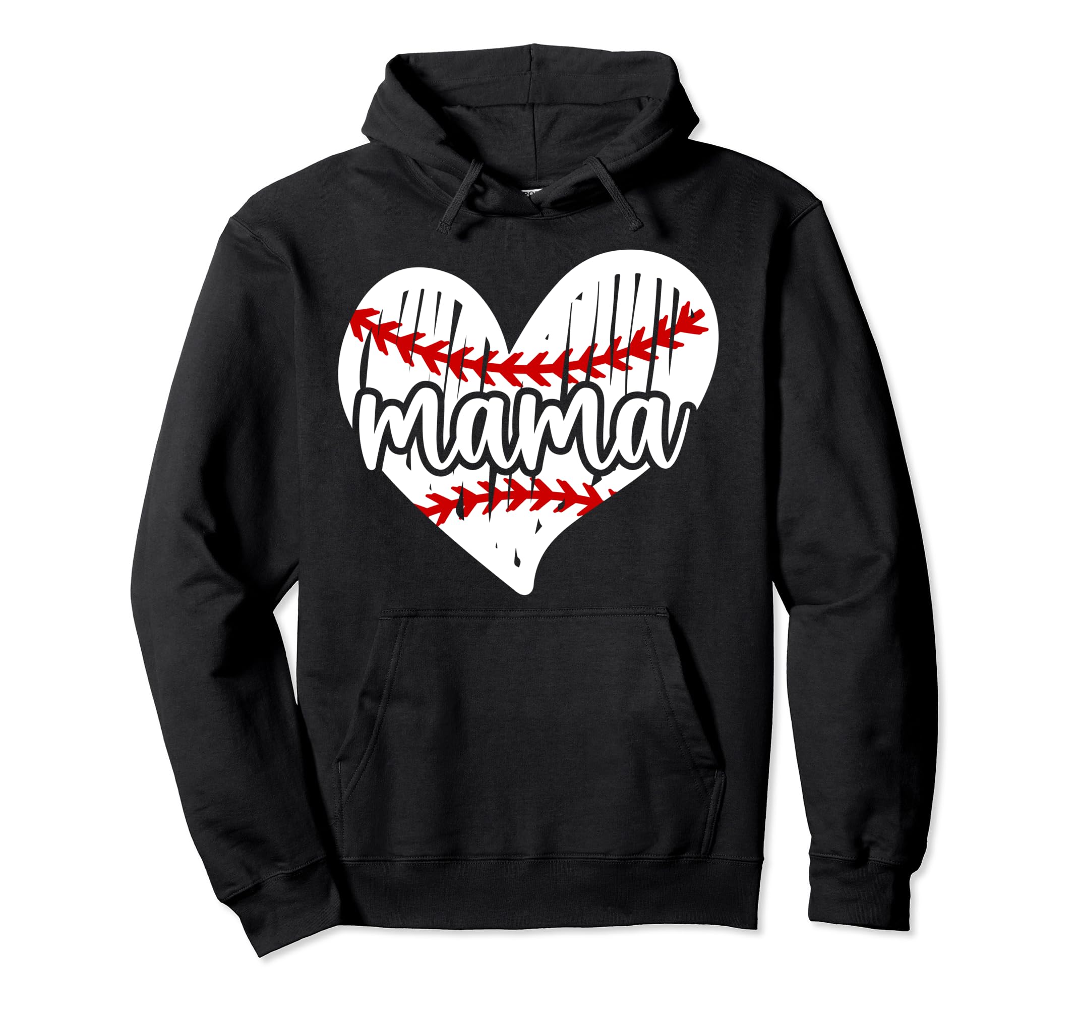 Baseball Mama Heart Baseball Mom Hoodie - Custom Art Print for Adults - T-Shirt, Sweatshirt, Hoodie