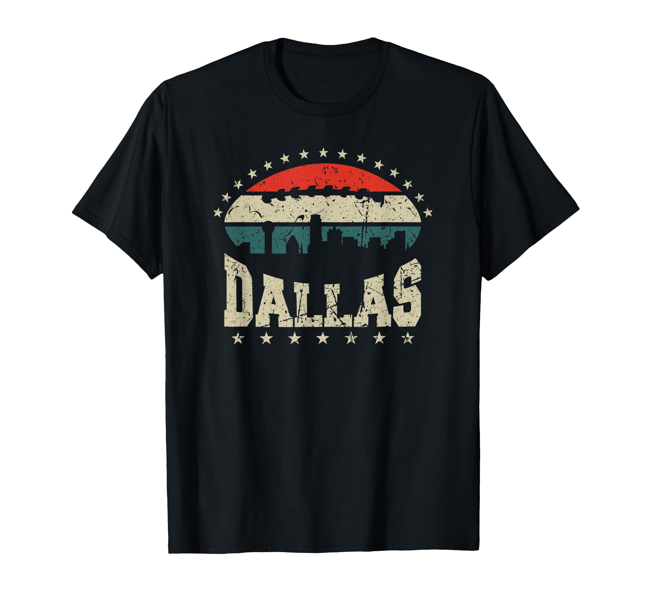 Dallas Skyline Football Sunset Colors T-Shirt - Trendy Graphic Unisex - T-Shirt, Sweatshirt, Hoodie