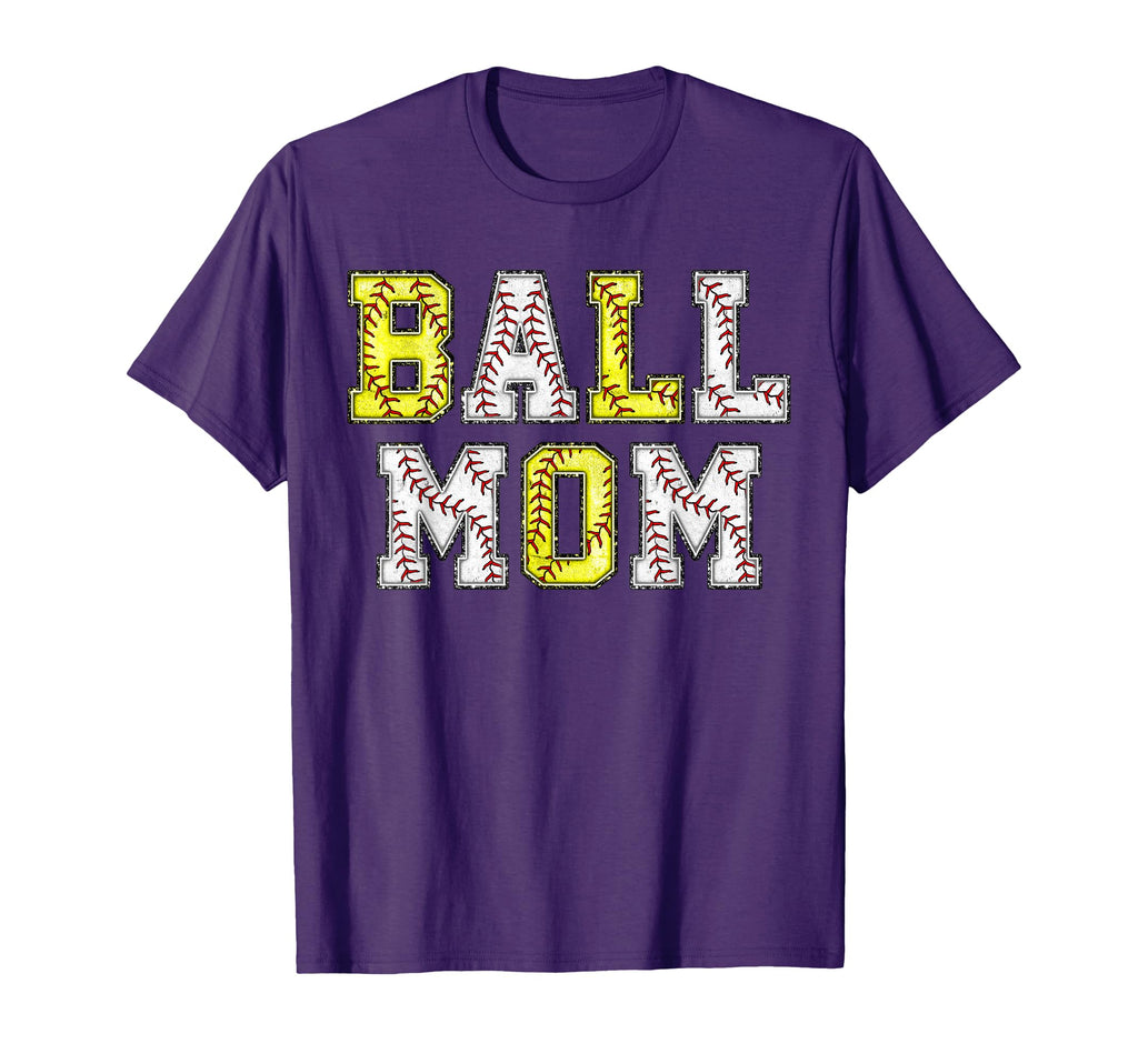 Ball Mom Baseball Softball Baller Lover T-Shirt - Novelty Apparel Unisex - T-Shirt, Sweatshirt, Hoodie