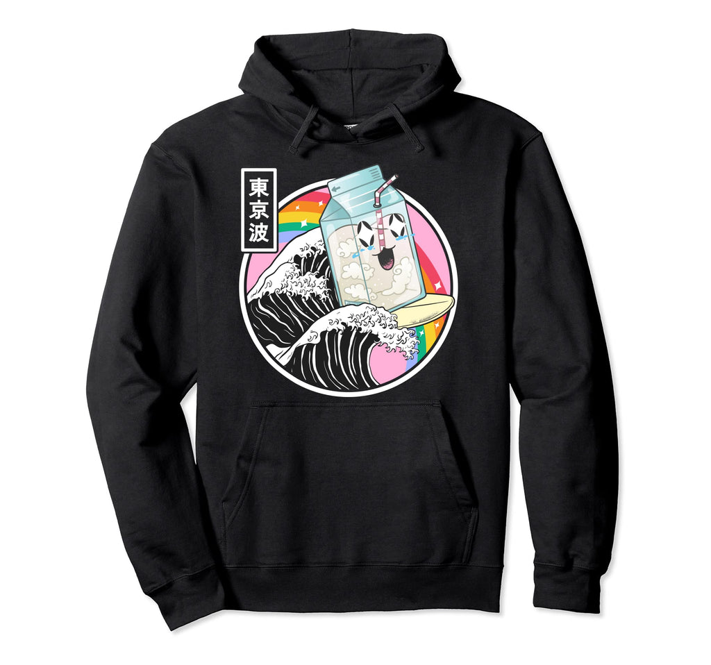 Surfing Milk Carton Kanagawa Wave Japan Hoodie - Aesthetic Graphic Unisex - T-Shirt, Sweatshirt, Hoodie