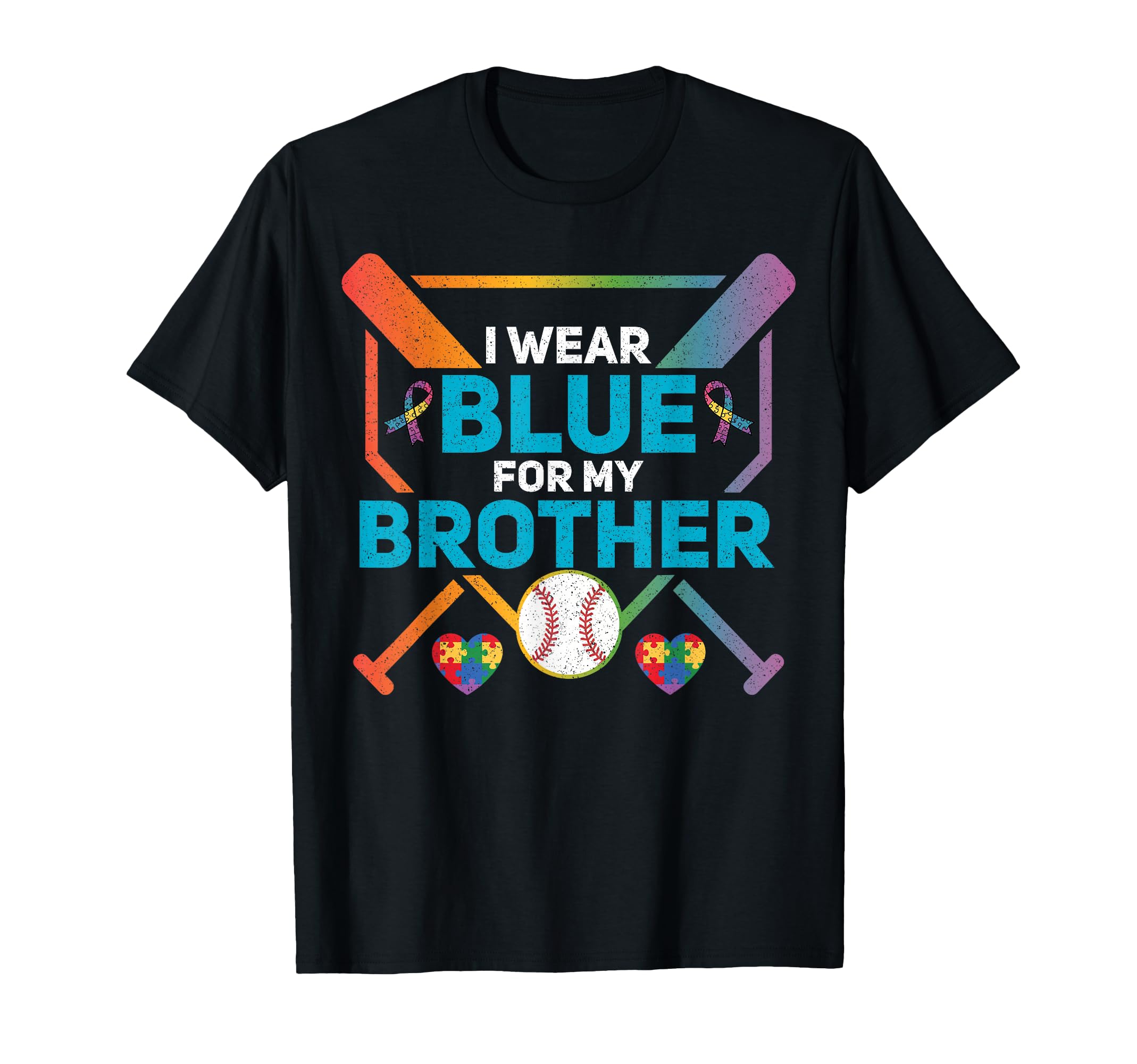 I Wear Blue My Brother Baseball Autism T-Shirt - Unique Graphic Unisex - T-Shirt, Sweatshirt, Hoodie