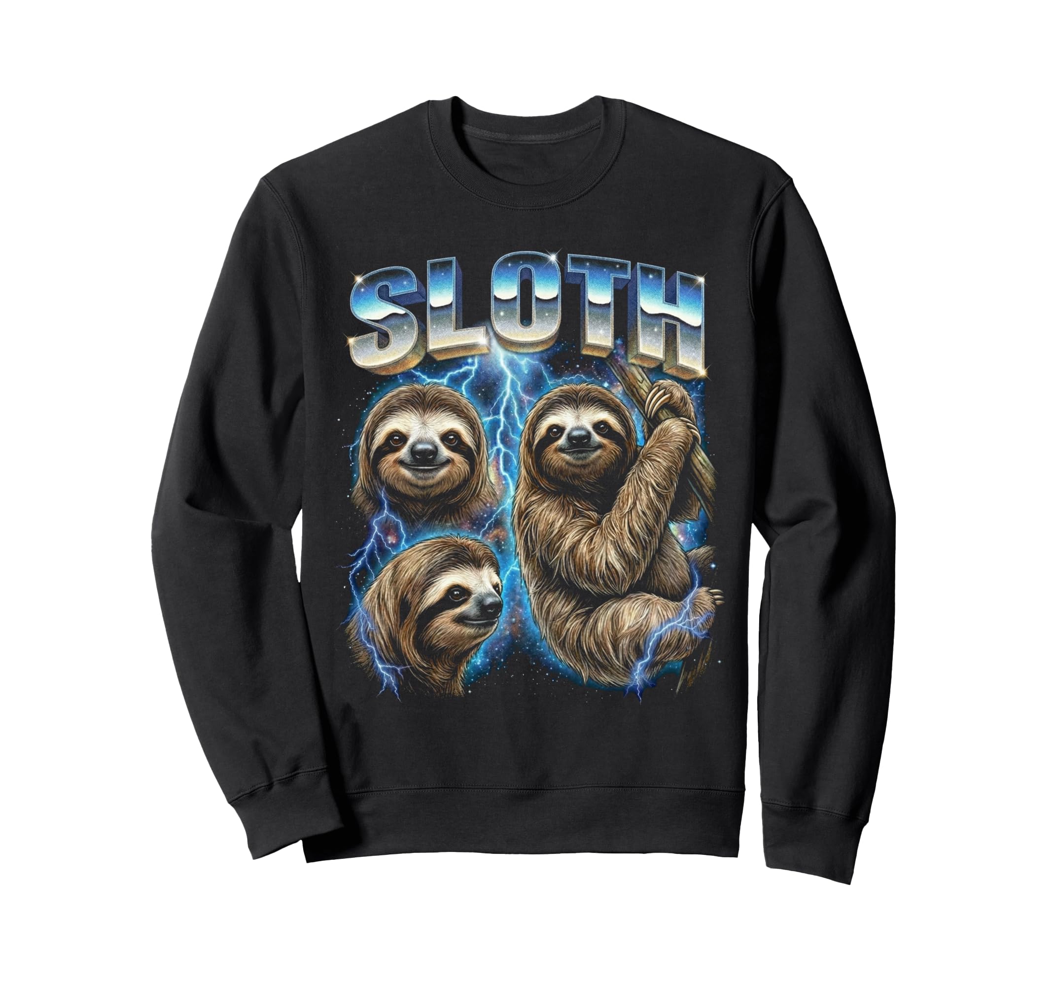 Sloth 80S Funny Sloth Lover 90S Sweatshirt - Fun Novelty Design for Adults - T-Shirt, Sweatshirt, Hoodie