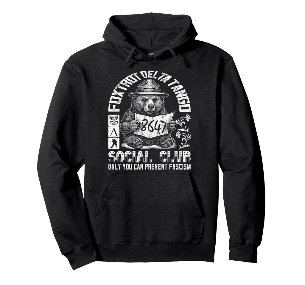 Foxtrot Delta Tango Resist Bear Hoodie - Aesthetic Graphic for Adults - T-Shirt, Sweatshirt, Hoodie