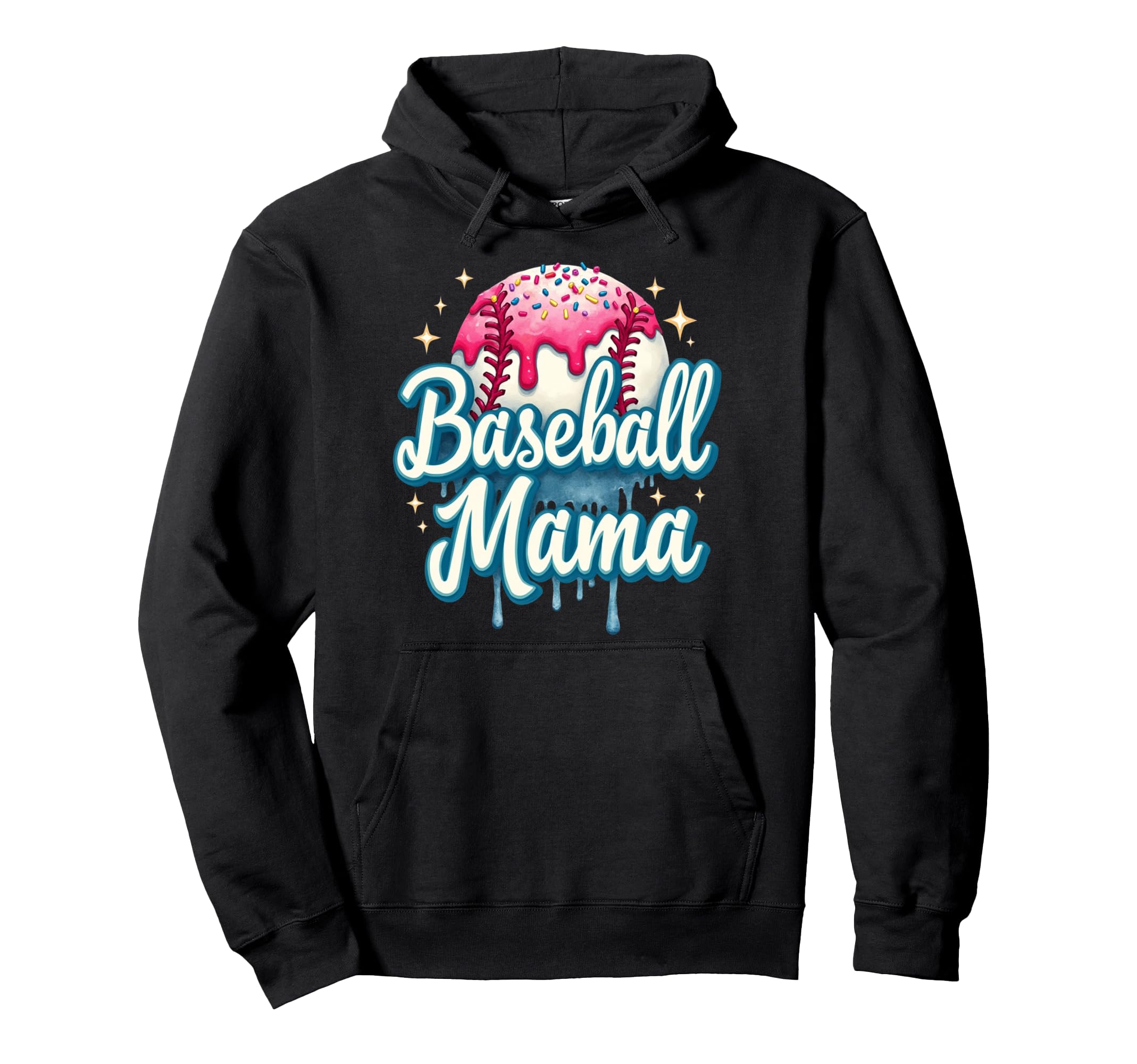 Baseball Mama Ice Cream Drip Sprinkles Hoodie - Custom Art Print Men Women - T-Shirt, Sweatshirt, Hoodie