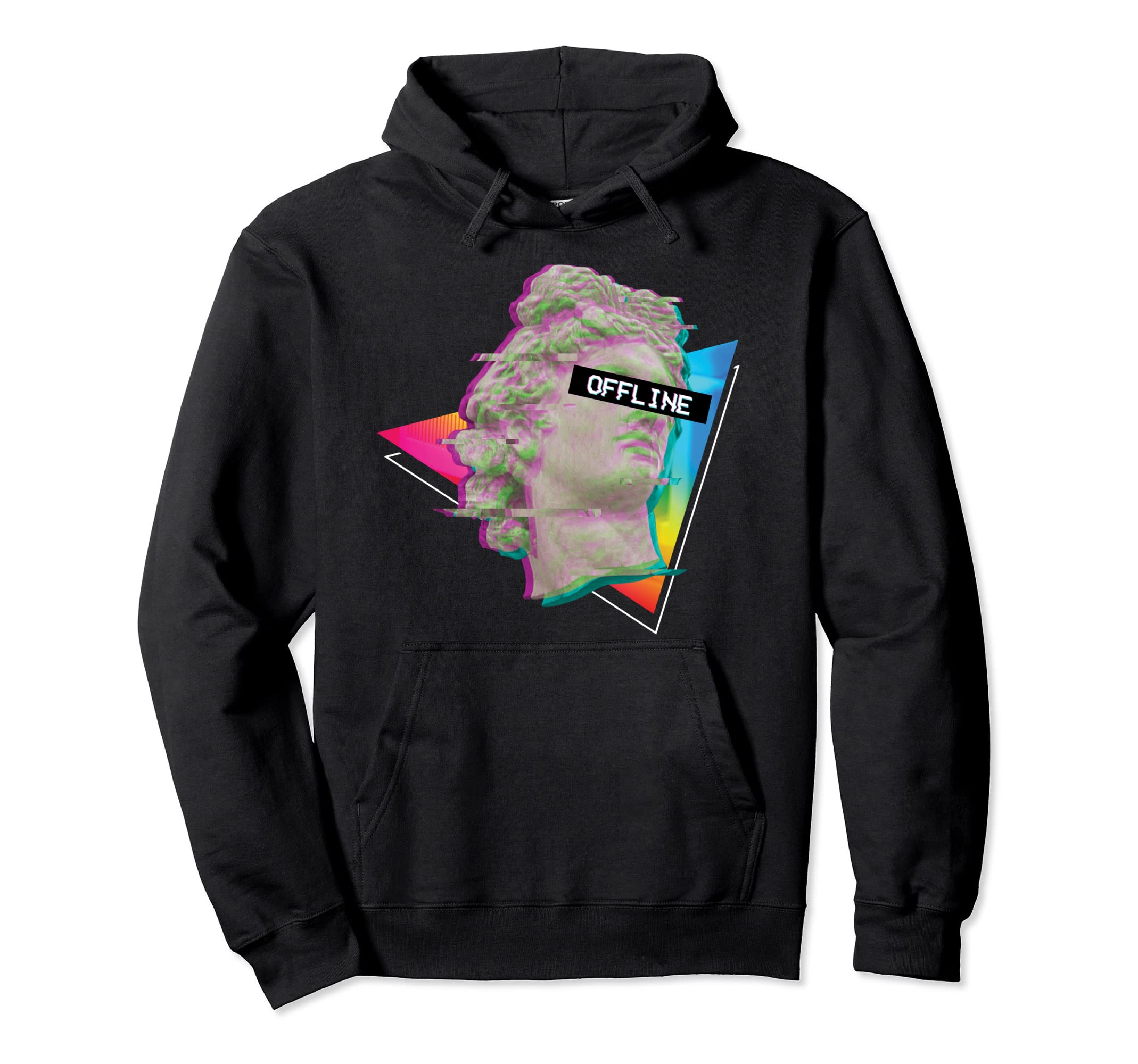 Vaporwave Aesthetic Greek Statue Offline Hoodie - Unique Graphic Unisex - T-Shirt, Sweatshirt, Hoodie