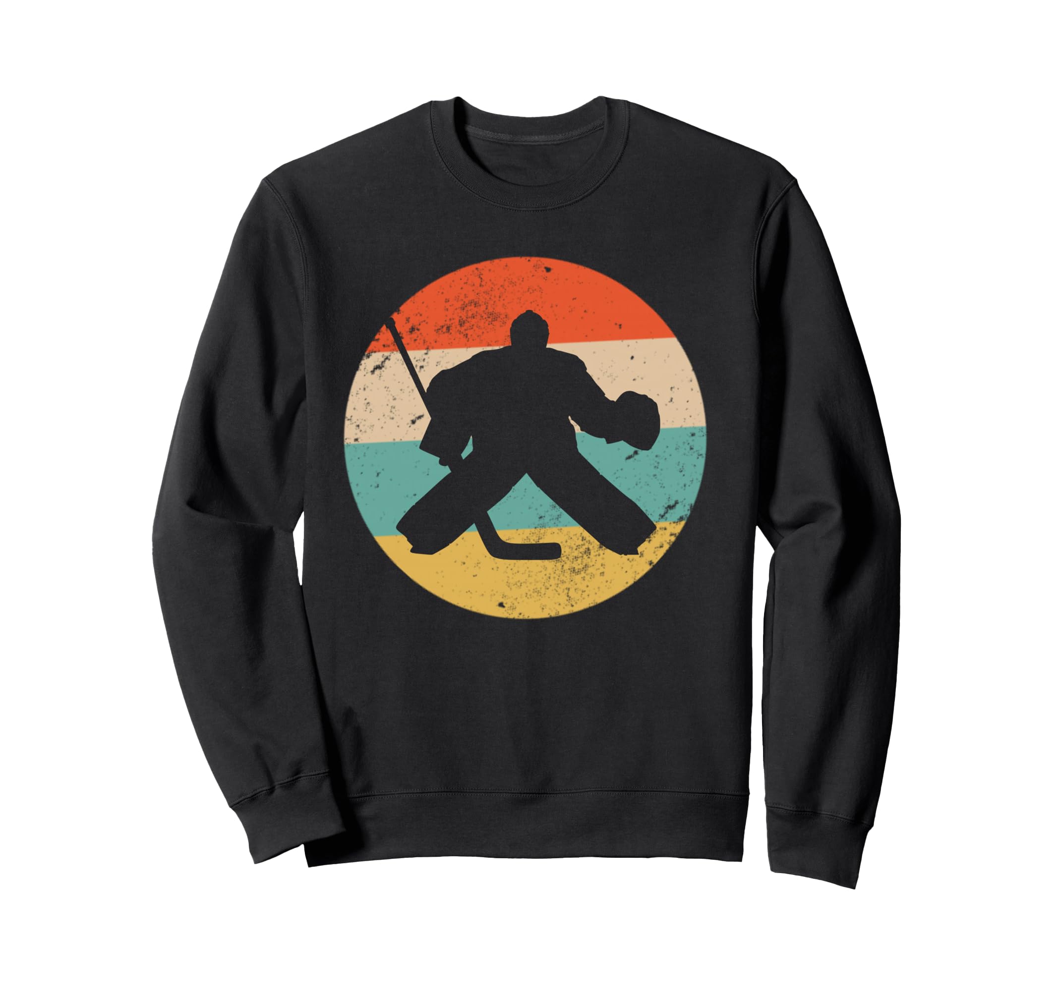 Hockey Goalie Silhouette Distressed Sweatshirt - Graphic Print for Adults - T-Shirt, Sweatshirt, Hoodie
