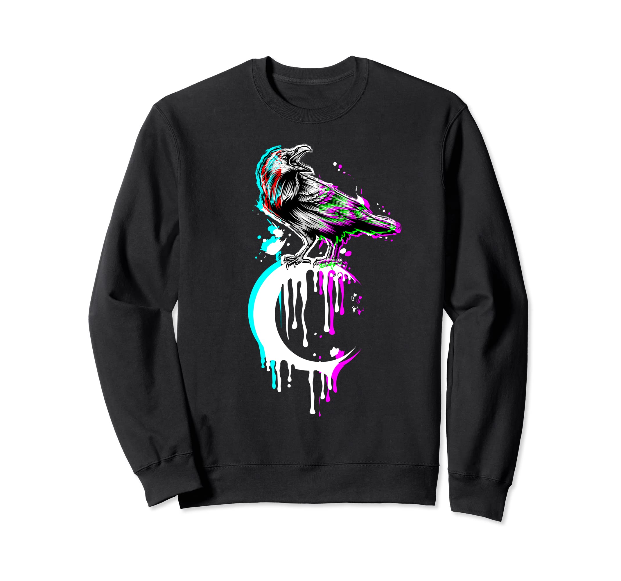 Black Crow Raven Crescent Moon Sweatshirt - Aesthetic Graphic Men Women - T-Shirt, Sweatshirt, Hoodie