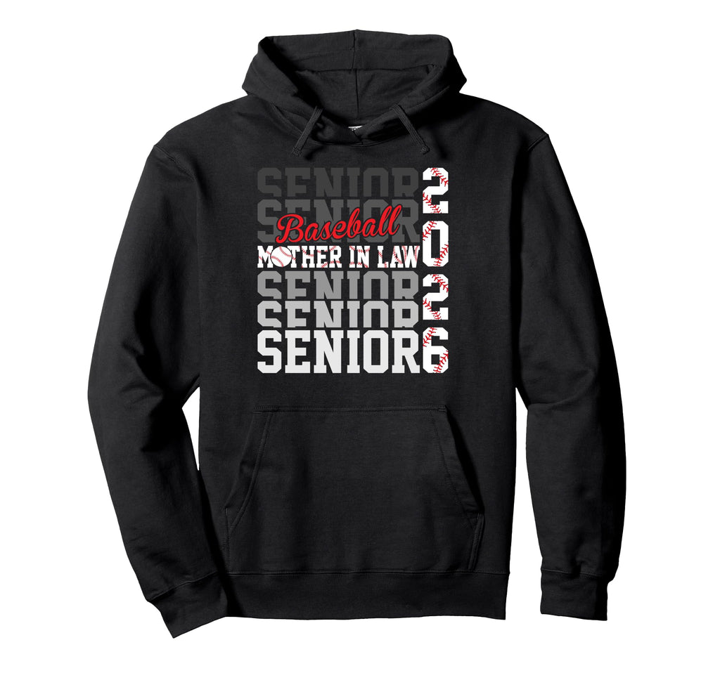 2026 Baseball Senior Mother Law Hoodie - Aesthetic Graphic for Adults - T-Shirt, Sweatshirt, Hoodie