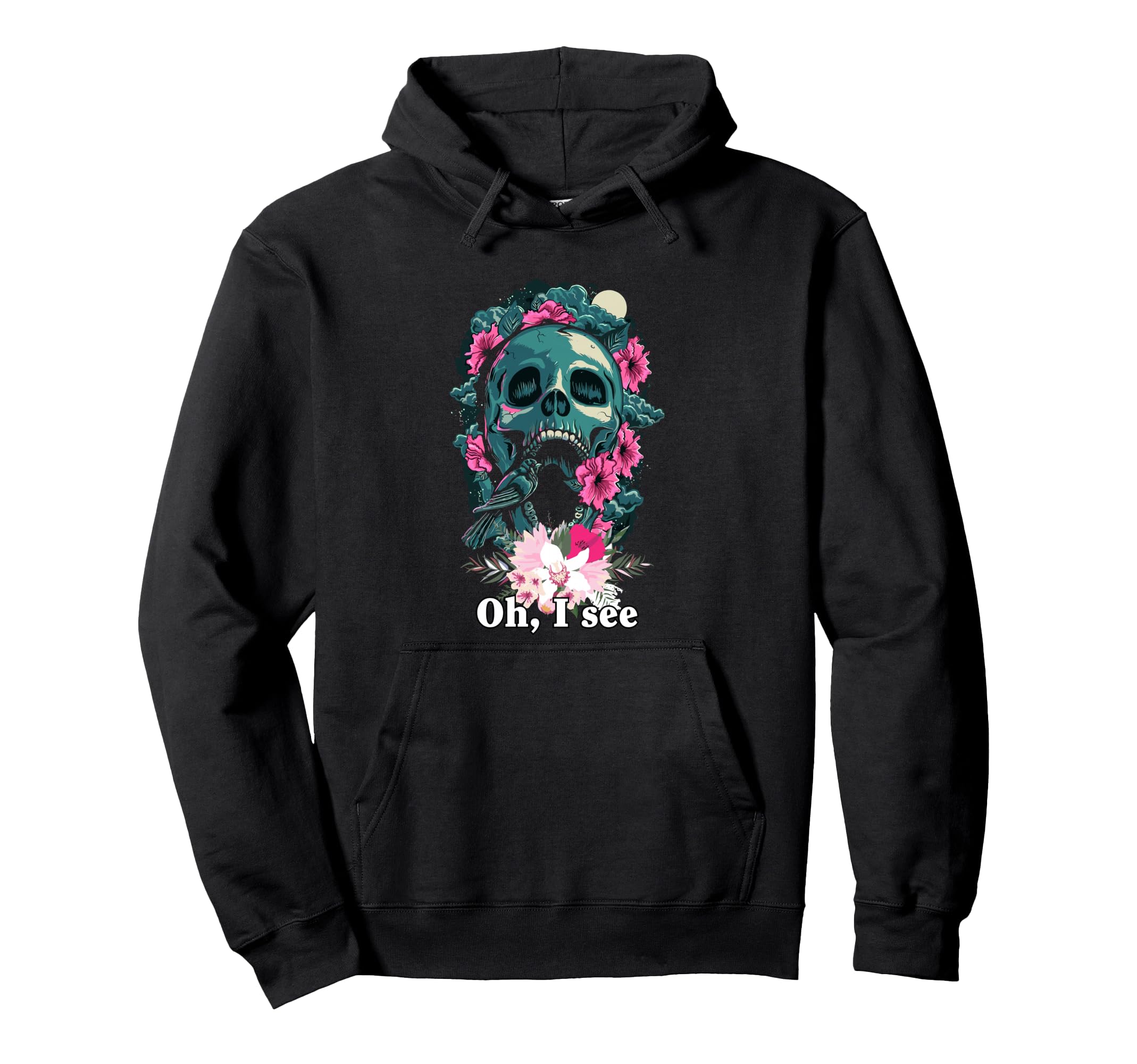 Flower Skull Sad Aesthetic Edgy Streetwear Hoodie - Graphic Print Men Women - T-Shirt, Sweatshirt, Hoodie