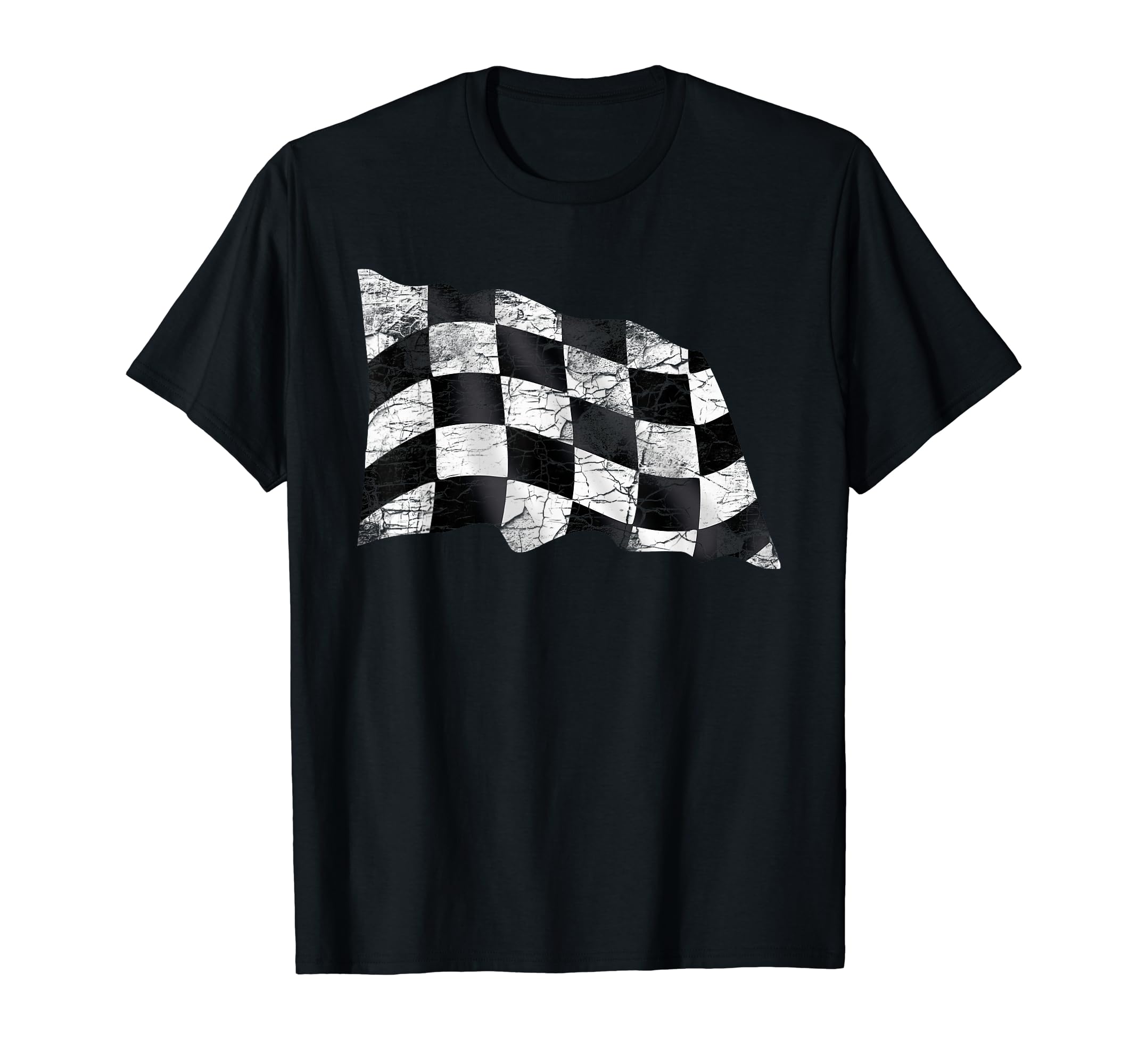Distressed Checkered Flag Racing T-Shirt - Minimalist Print Men Women - T-Shirt, Sweatshirt, Hoodie