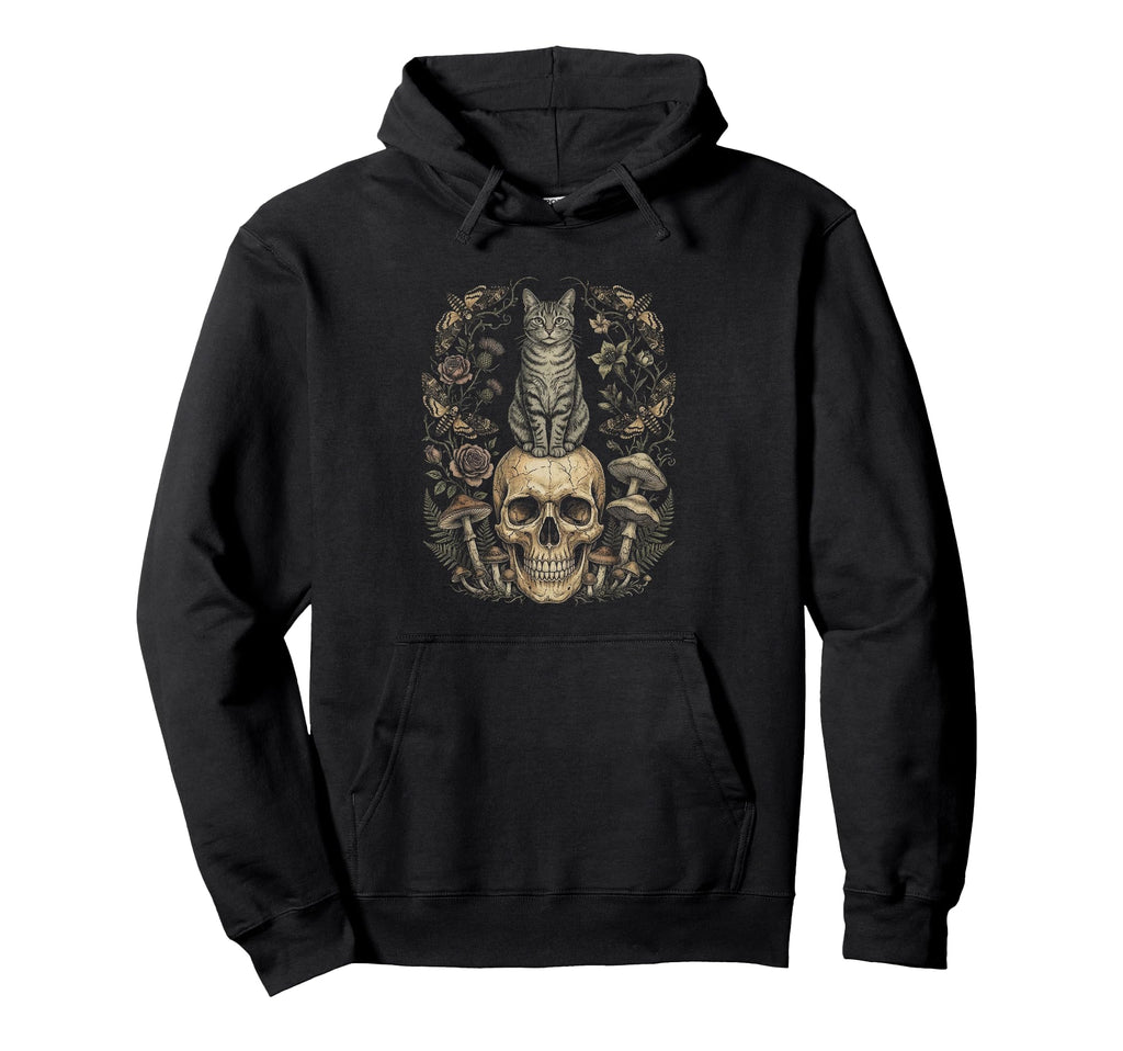 Skull Cat Skeleton Kitty Kitten Gothic Hoodie - Graphic Print for Adults - T-Shirt, Sweatshirt, Hoodie