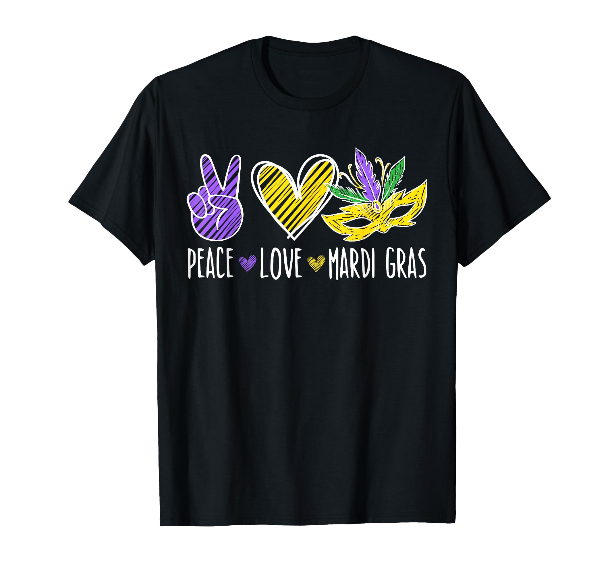 Peace Love Mardi Gras New Orleans T-Shirt - Custom Art Print Men Women - T-Shirt, Sweatshirt, Hoodie