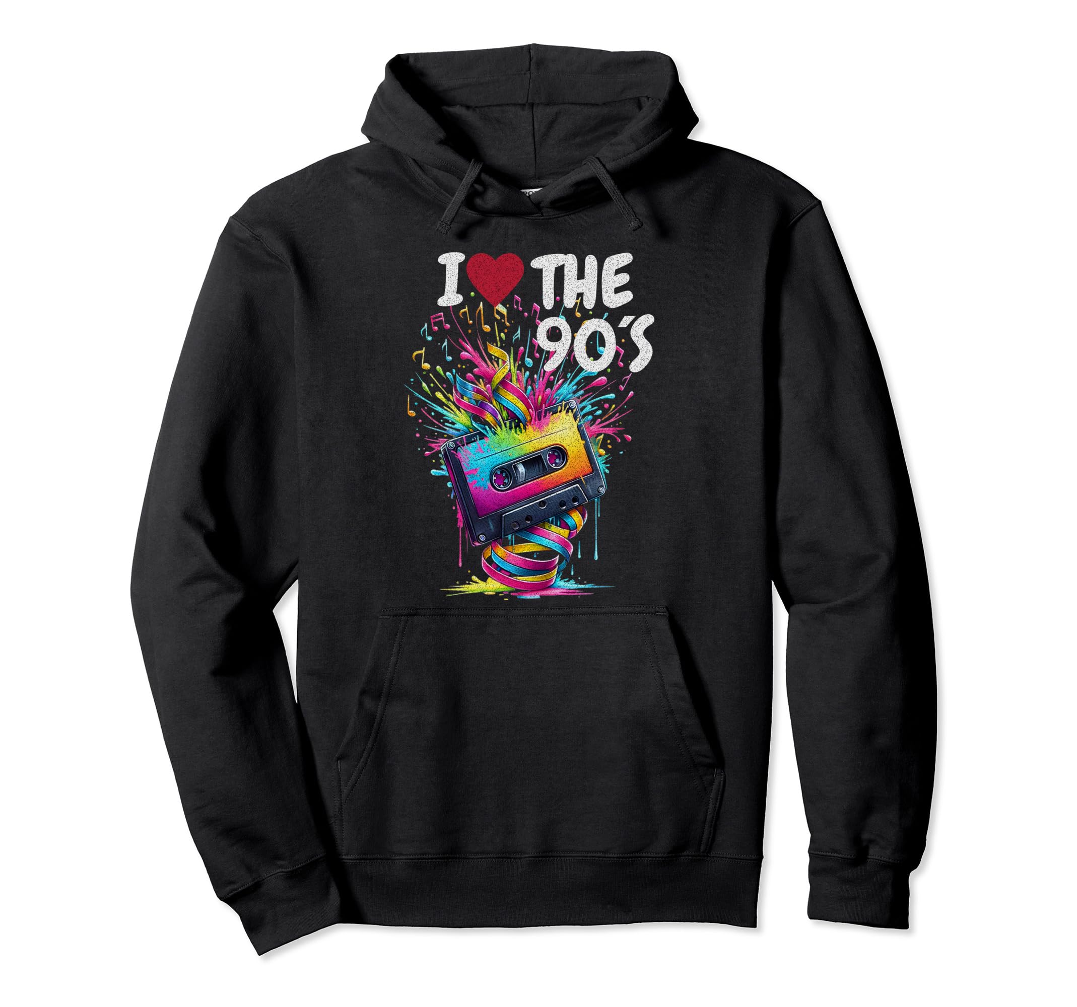 90S Music Notes Cassette Tape Music Hoodie - Aesthetic Graphic for Adults - T-Shirt, Sweatshirt, Hoodie
