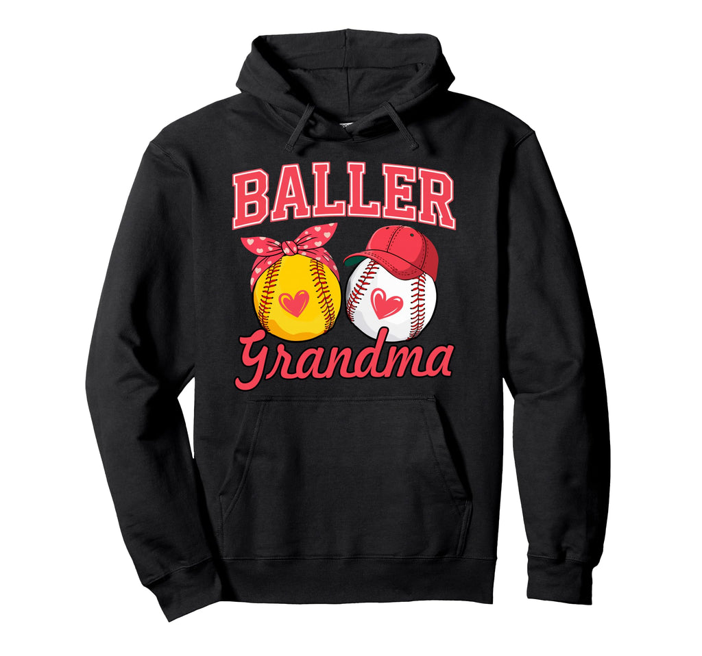 Softball Baseball Player Lover Grandma Hoodie - Trendy Graphic Unisex - T-Shirt, Sweatshirt, Hoodie