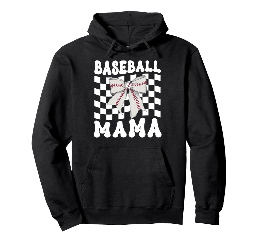 Baseball Mama Coquette Bow Game Day Funny Hoodie - Custom Art Print Unisex - T-Shirt, Sweatshirt, Hoodie