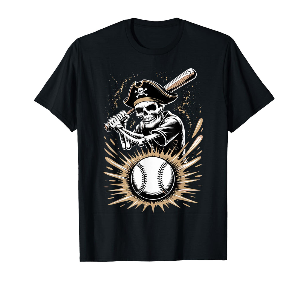 Pirate Skeleton Playing Baseball Fun T-Shirt - Aesthetic Graphic Men Women - T-Shirt, Sweatshirt, Hoodie