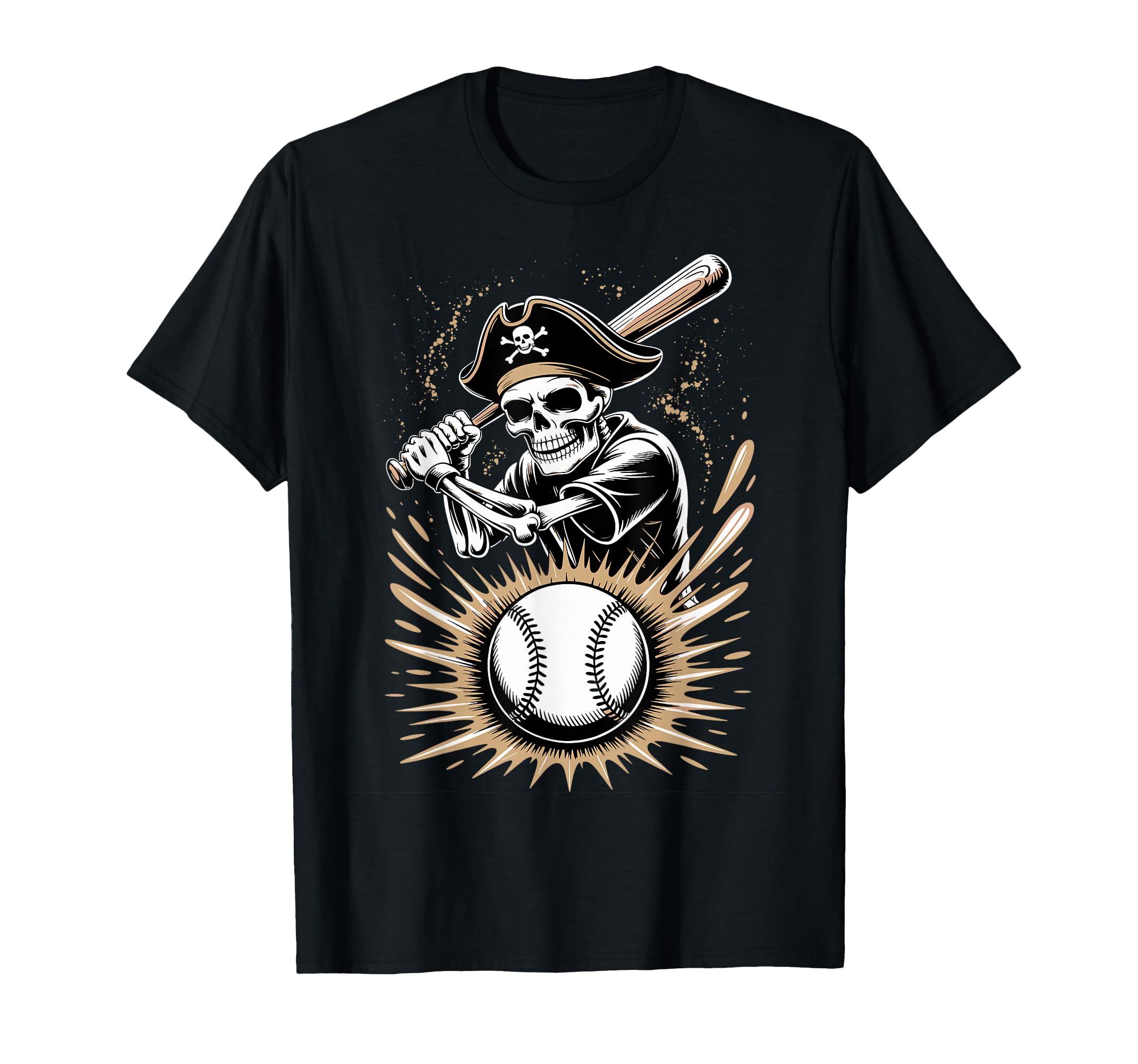 Pirate Skeleton Playing Baseball Fun T-Shirt - Aesthetic Graphic Men Women - T-Shirt, Sweatshirt, Hoodie