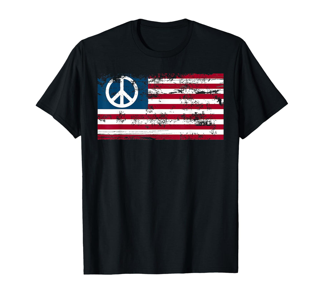 Distressed American Usa Flag Peace Sign T-Shirt - Trendy Graphic for Adults - T-Shirt, Sweatshirt, Hoodie