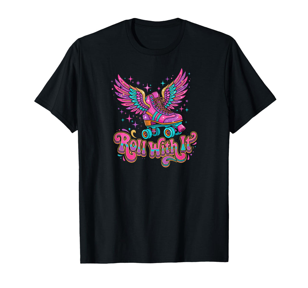 Roll It Winged Roller Skate Vibes T-Shirt - Fun Novelty Design for Adults - T-Shirt, Sweatshirt, Hoodie