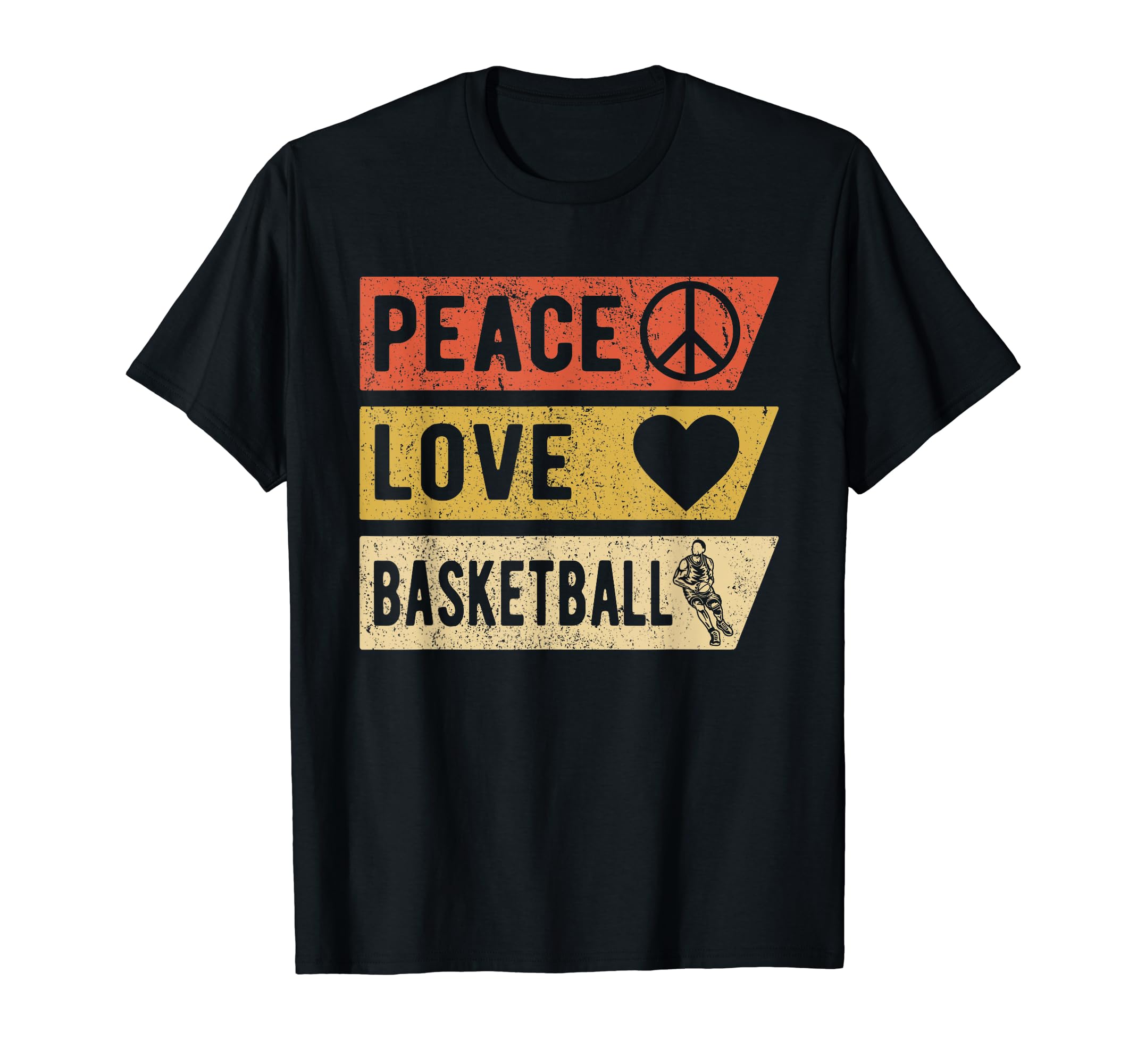 Peace Love Basketball Sports Lover T-Shirt - Trendy Graphic for Adults - T-Shirt, Sweatshirt, Hoodie