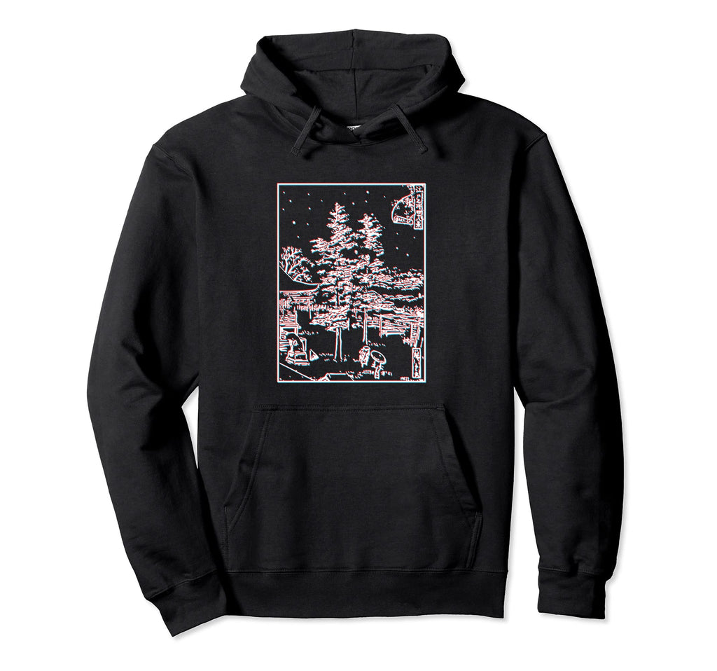 Tokyo Temple Japan Night Scene Japanese Hoodie - Custom Art Print Unisex - T-Shirt, Sweatshirt, Hoodie